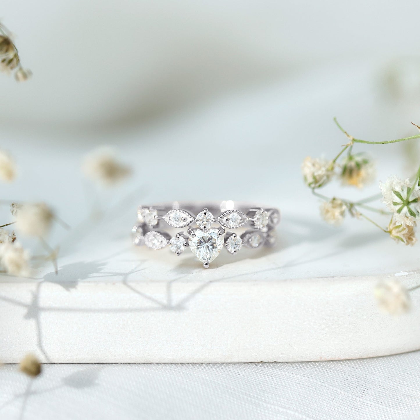 Zircon Bridal Wedding Ring Set with Matching Band