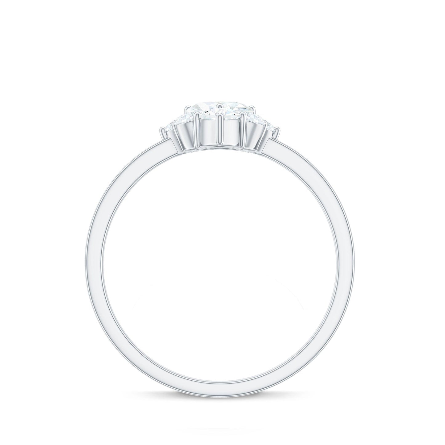 1 CT Cubic Zirconia Heart Engagement Ring with Side Stones