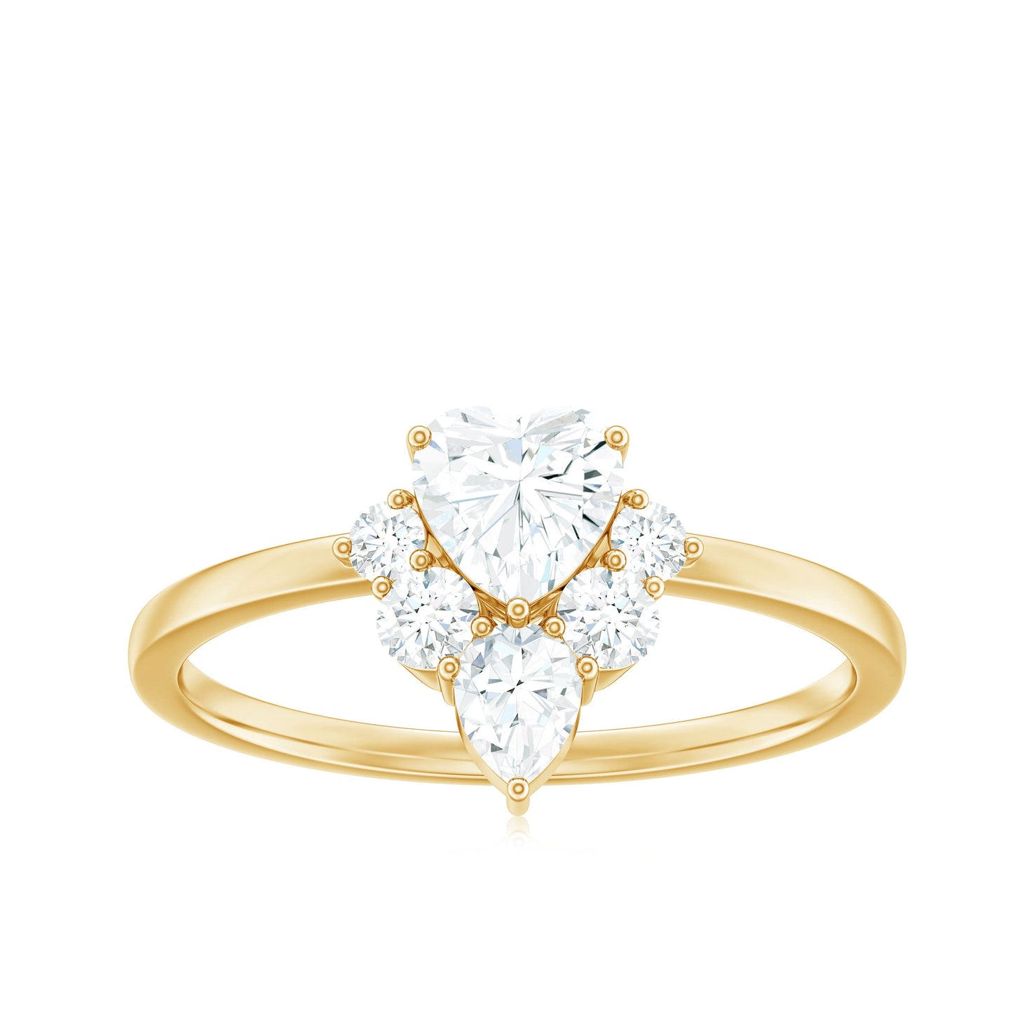1 CT Cubic Zirconia Heart Engagement Ring with Side Stones