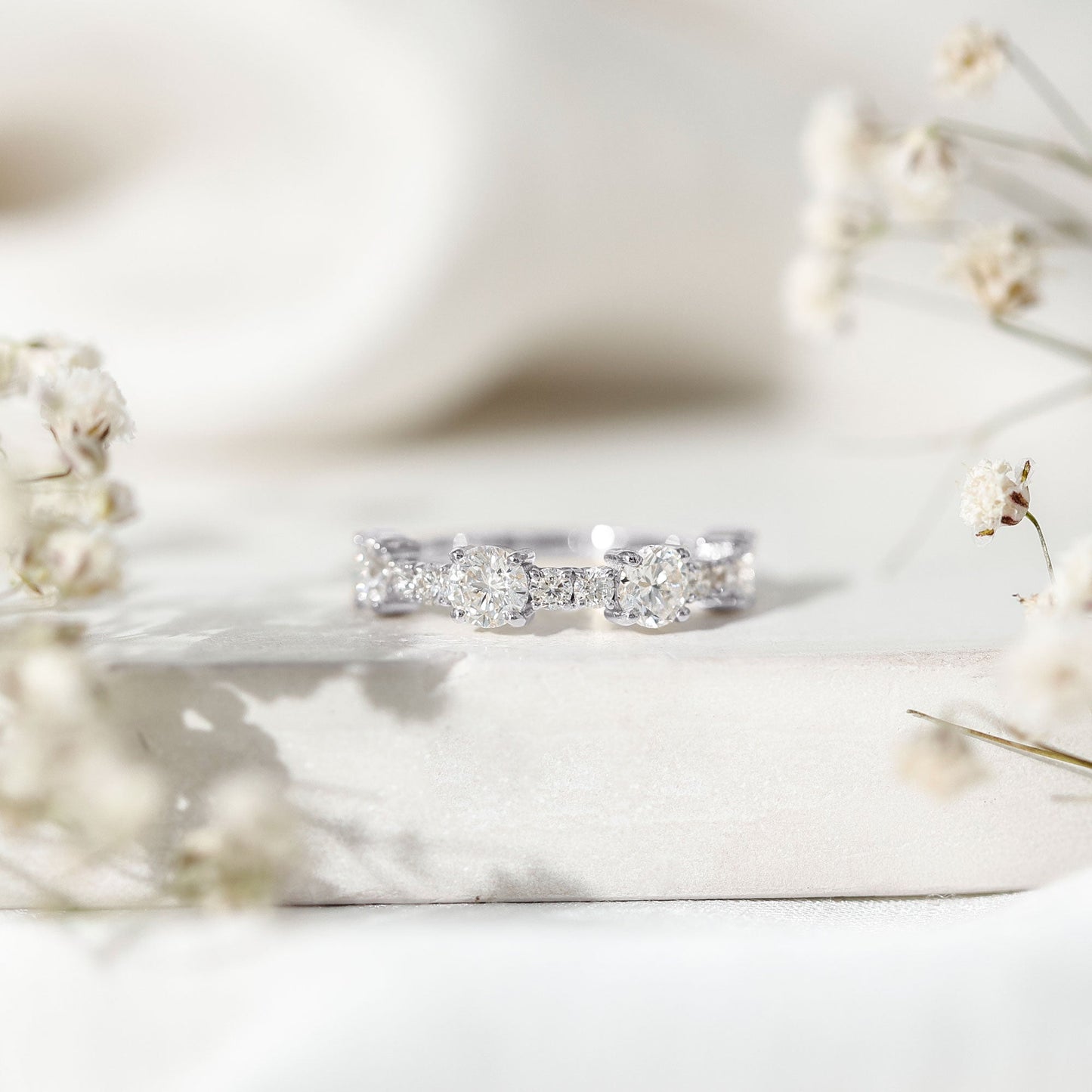 Cubic Zirconia Half Eternity Wedding Anniversary Ring