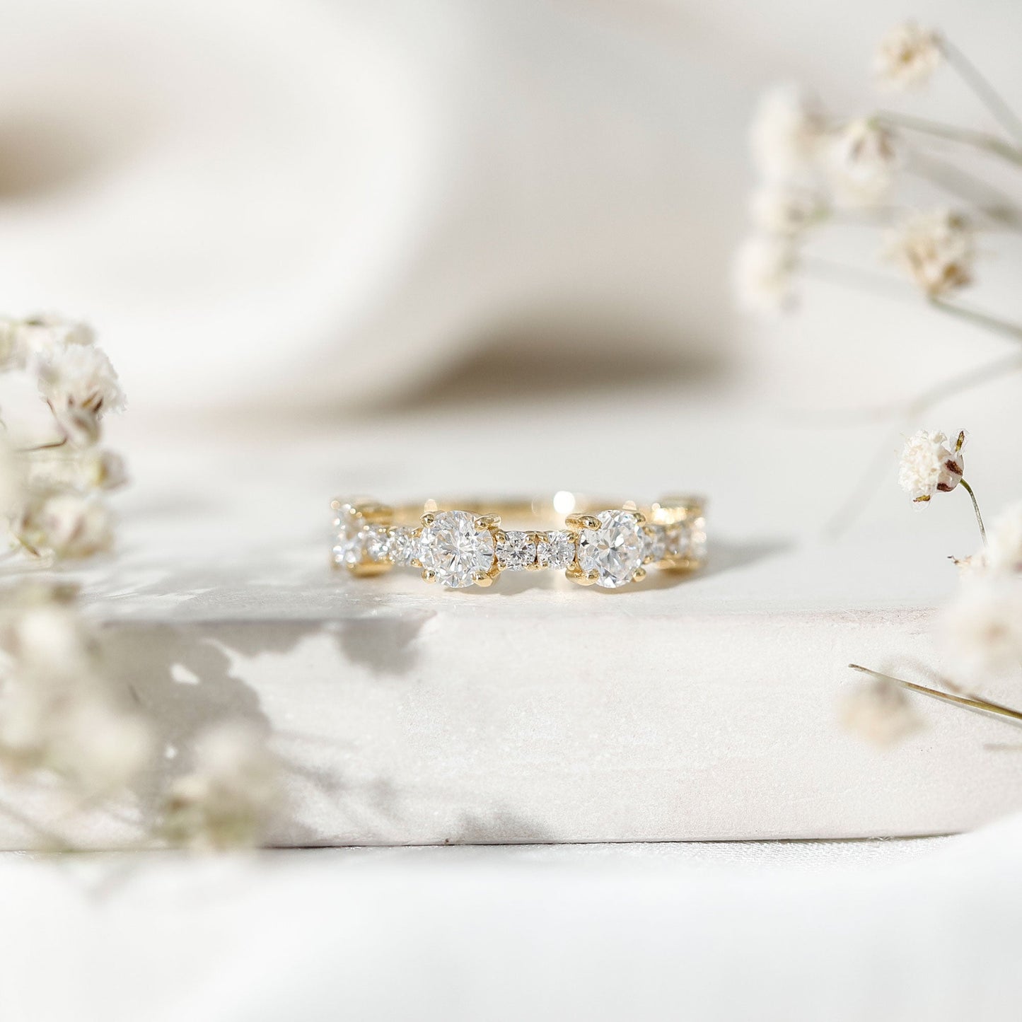 Cubic Zirconia Half Eternity Wedding Anniversary Ring