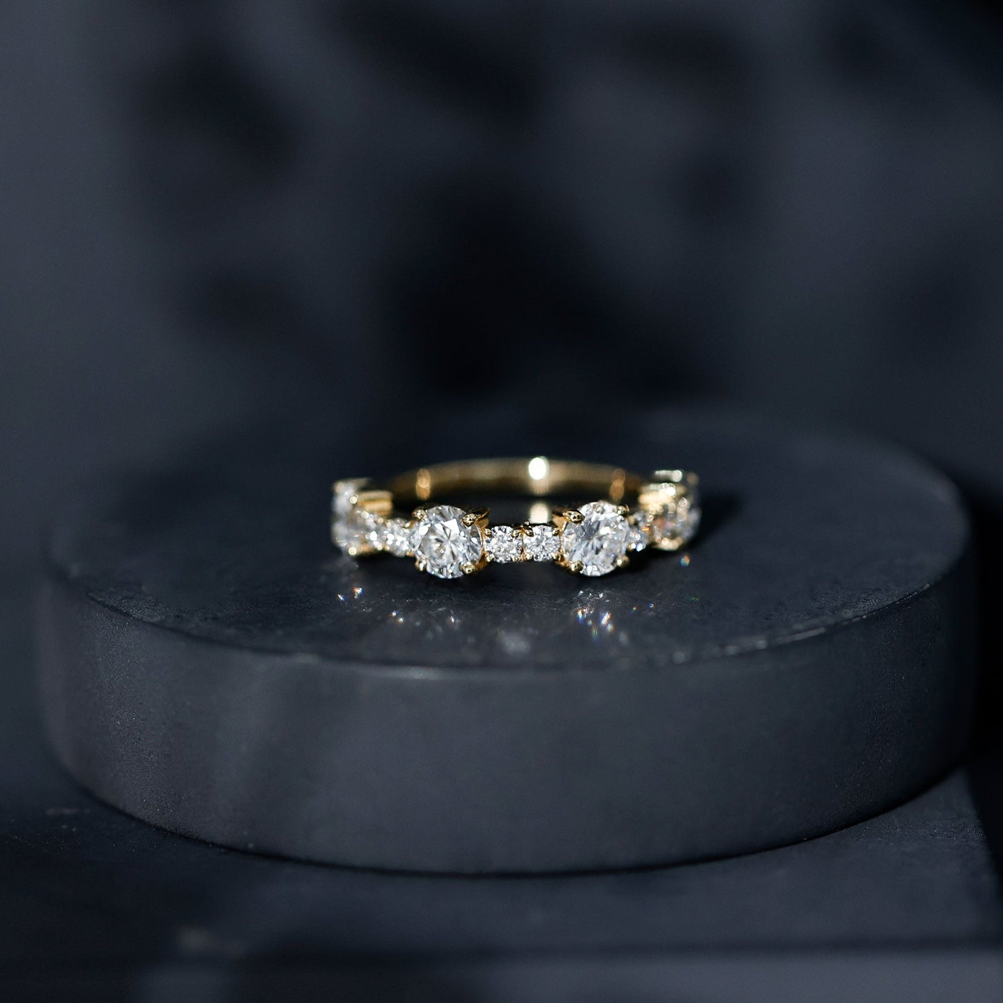 Cubic Zirconia Half Eternity Wedding Anniversary Ring