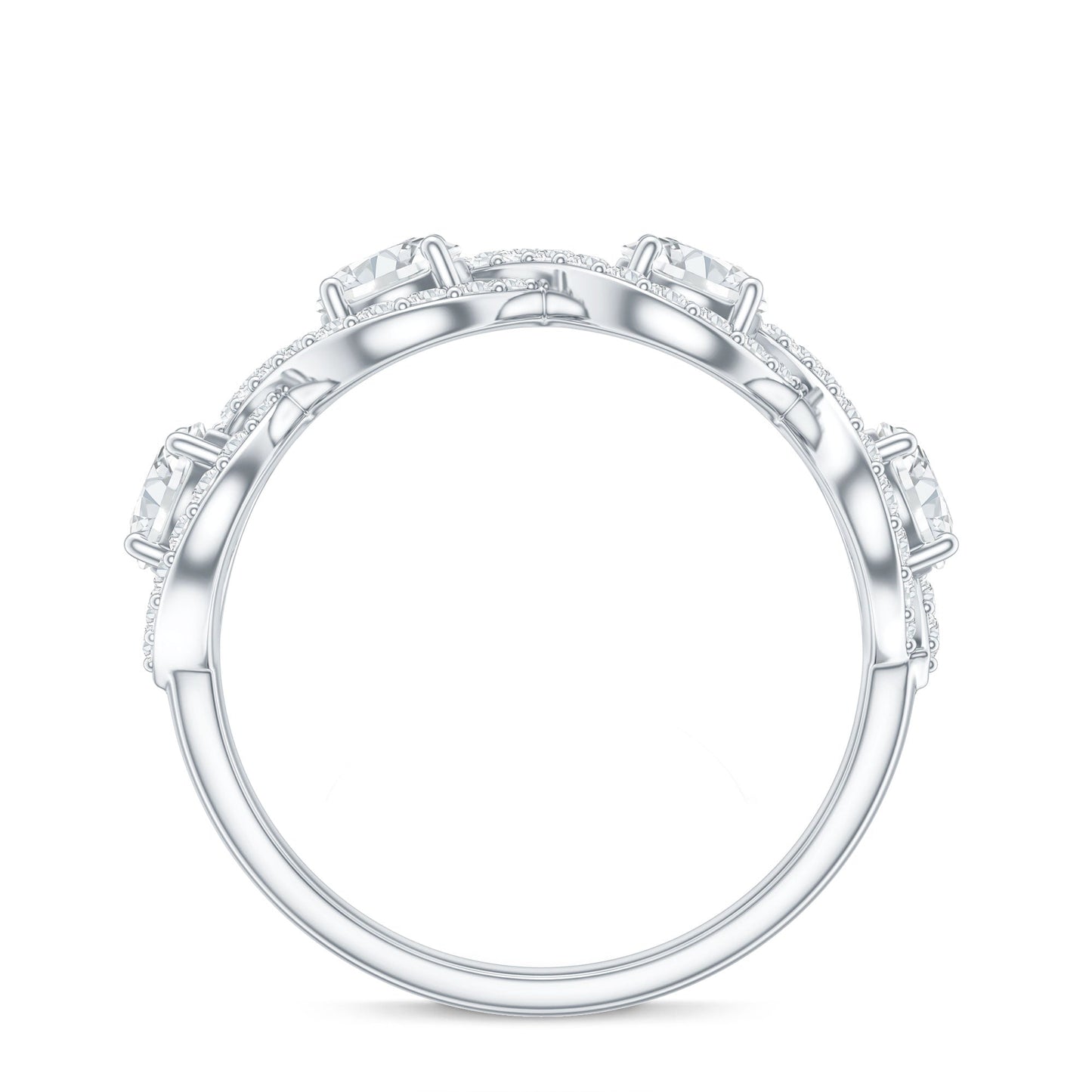 Cubic Zirconia Braided Half Eternity Band Ring