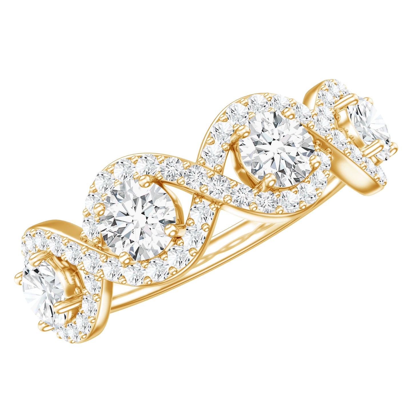 Cubic Zirconia Braided Half Eternity Band Ring