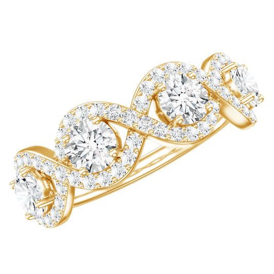 Cubic Zirconia Braided Half Eternity Band Ring
