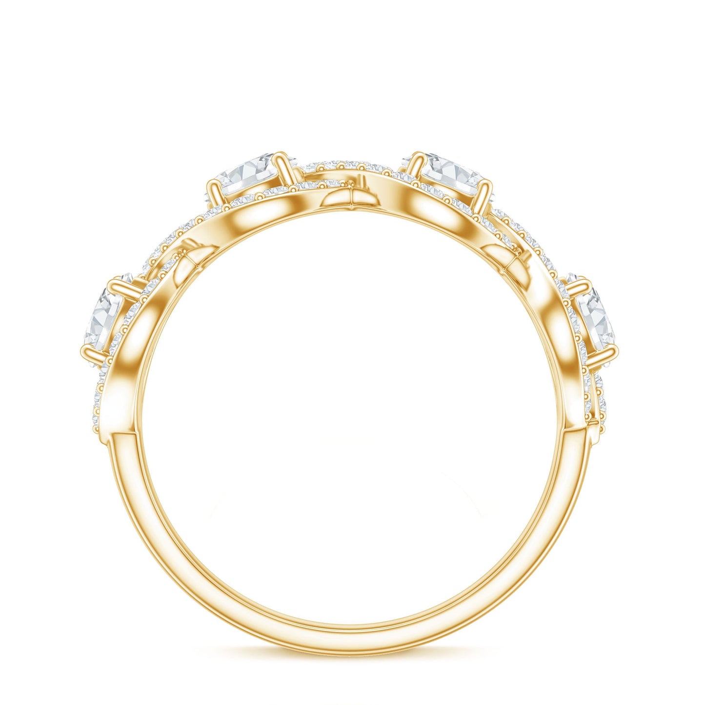 Cubic Zirconia Braided Half Eternity Band Ring