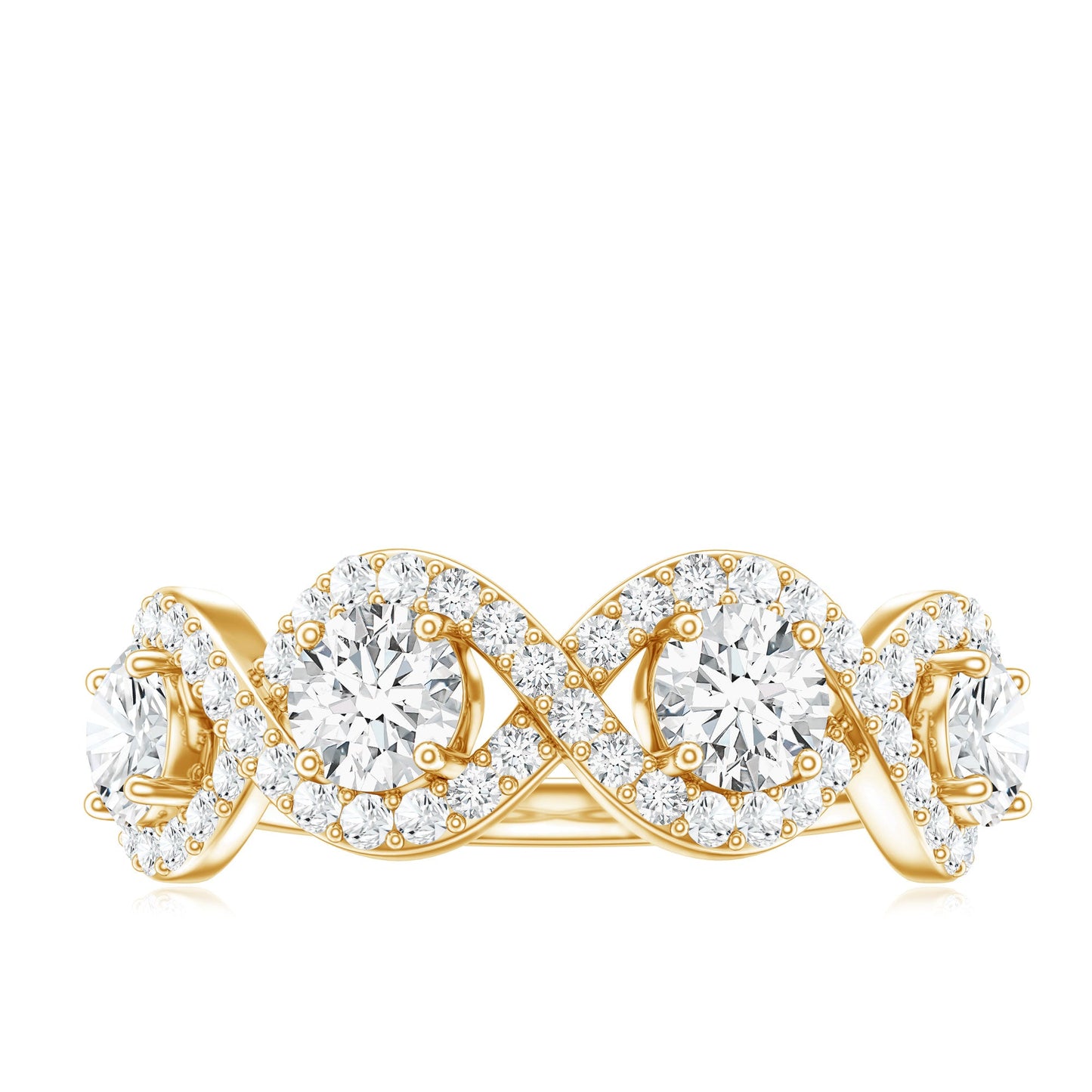Cubic Zirconia Braided Half Eternity Band Ring