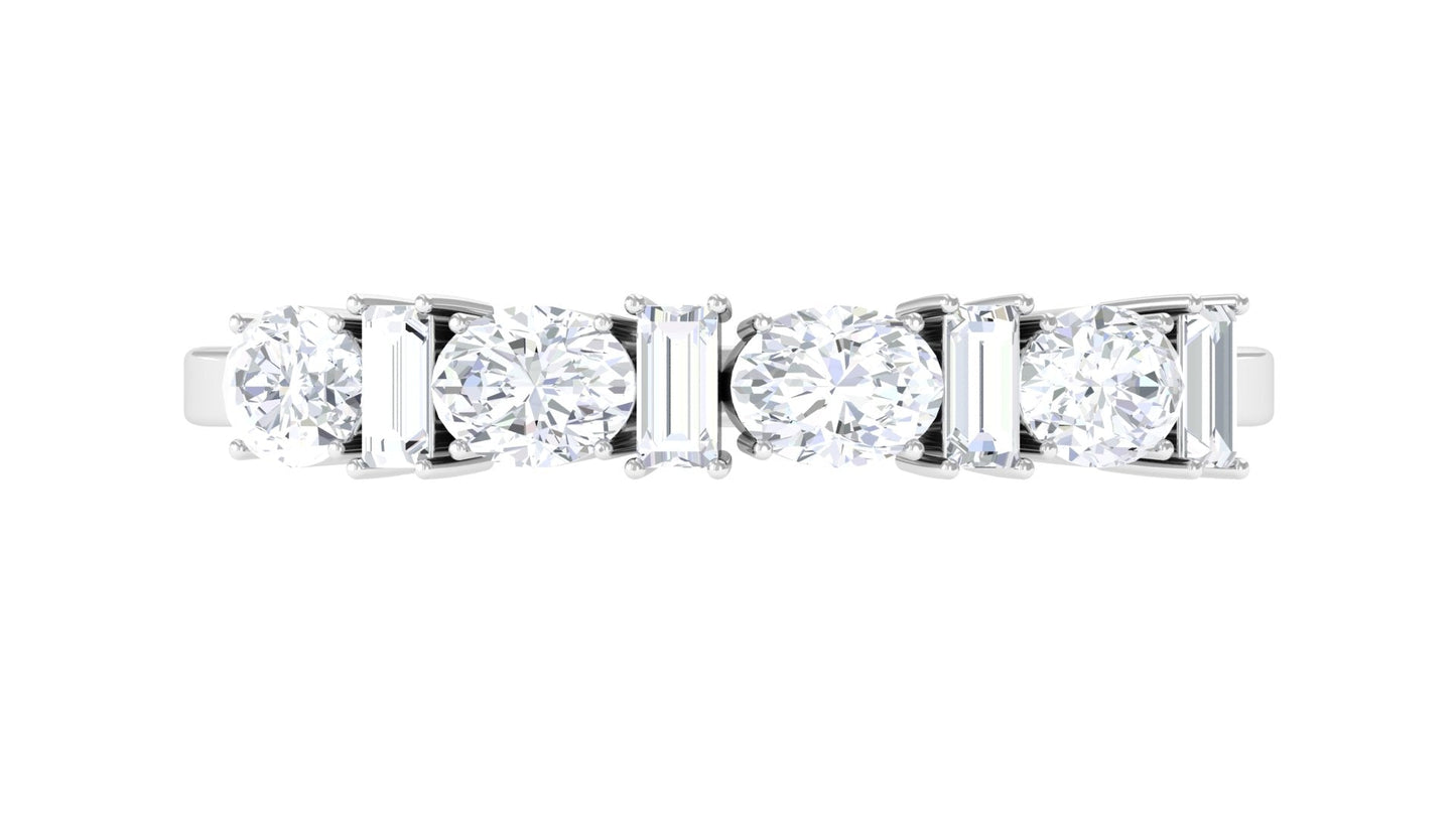 Oval and Baguette Cut Zircon Wedding Half Eternity Ring