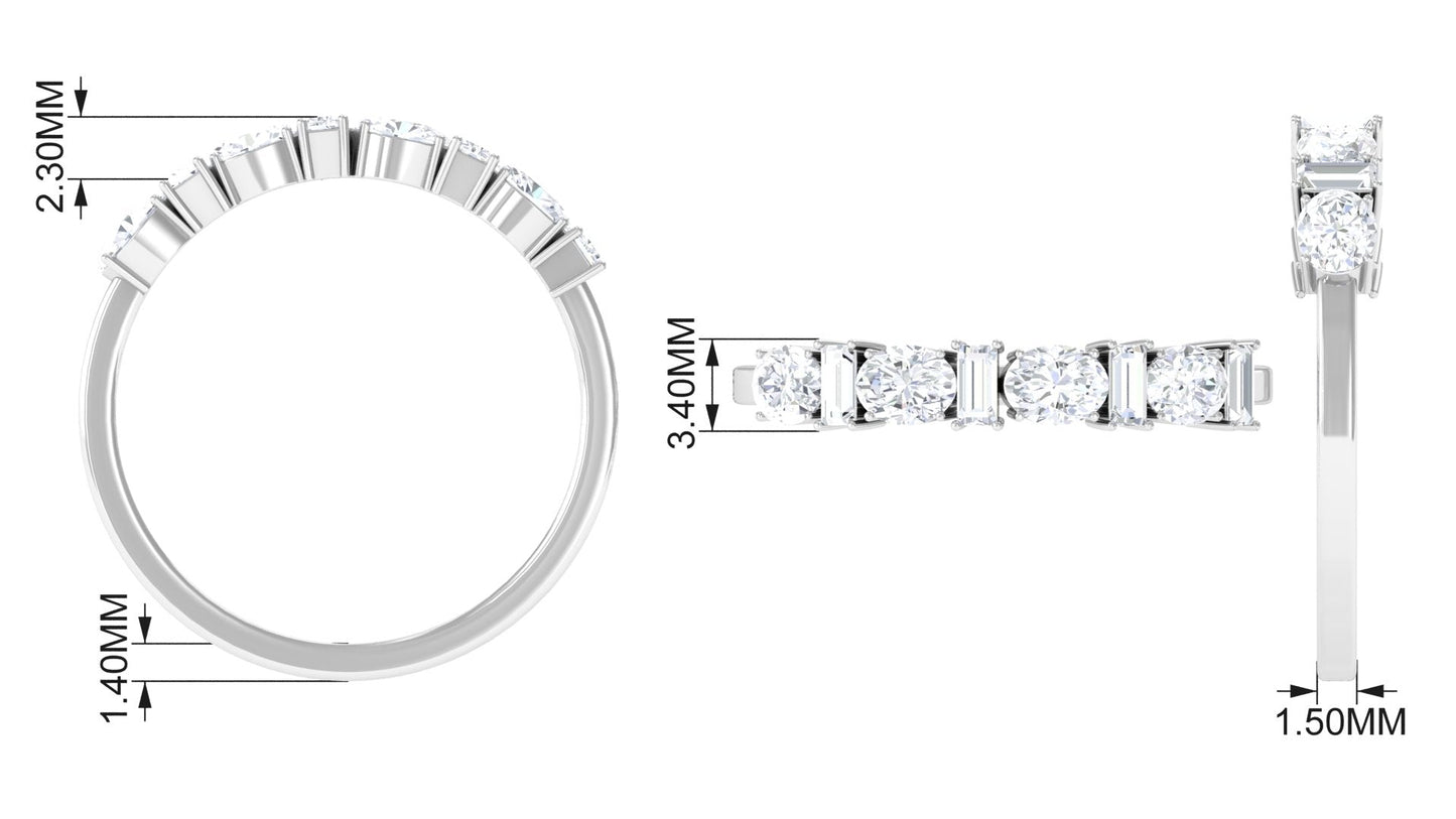Oval and Baguette Cut Zircon Wedding Half Eternity Ring