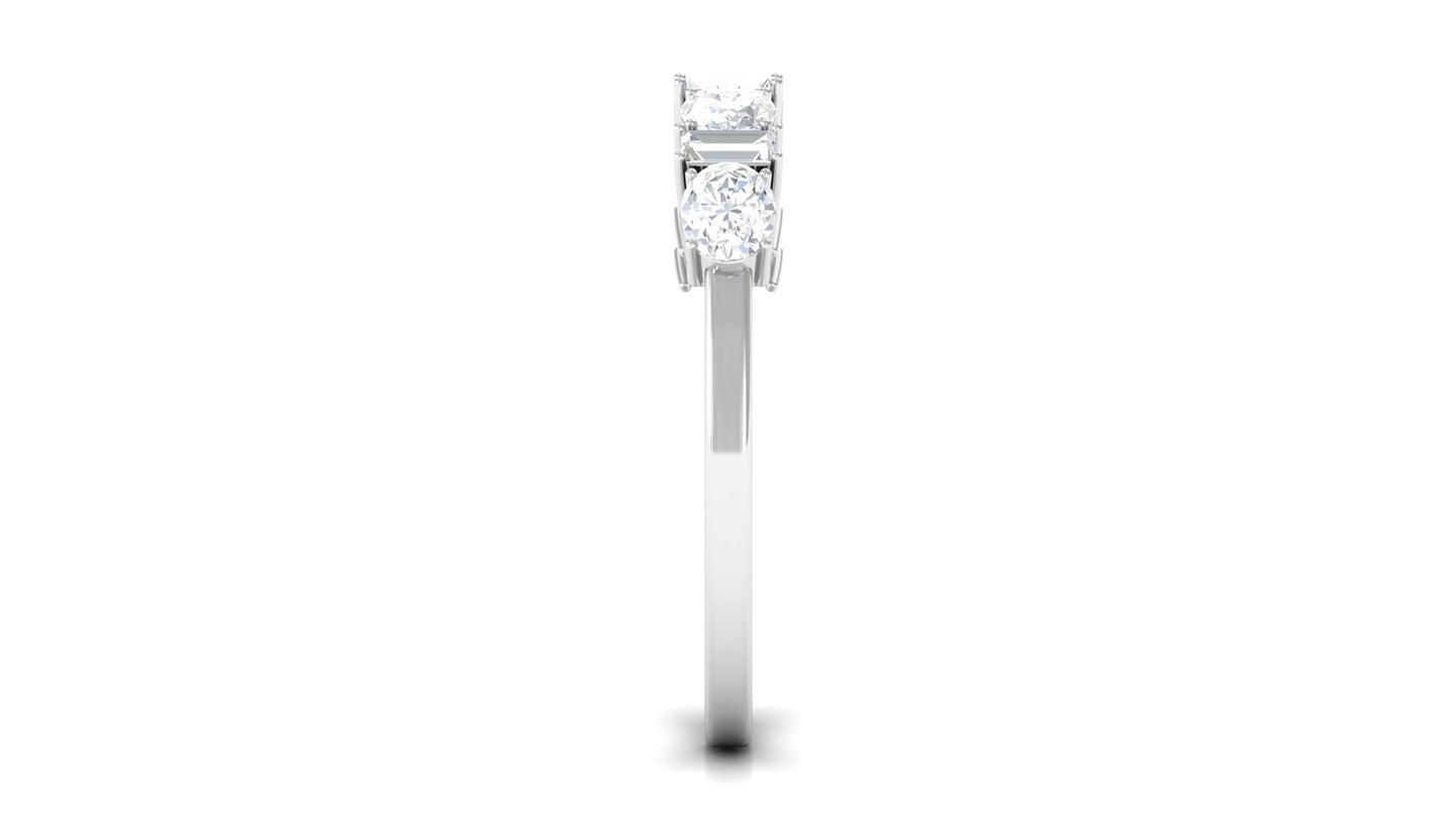 Oval and Baguette Cut Zircon Wedding Half Eternity Ring
