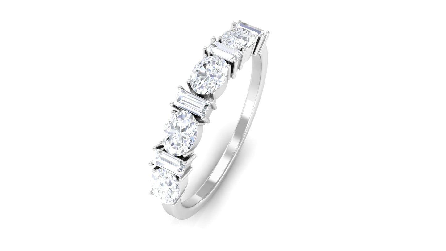 Oval and Baguette Cut Zircon Wedding Half Eternity Ring