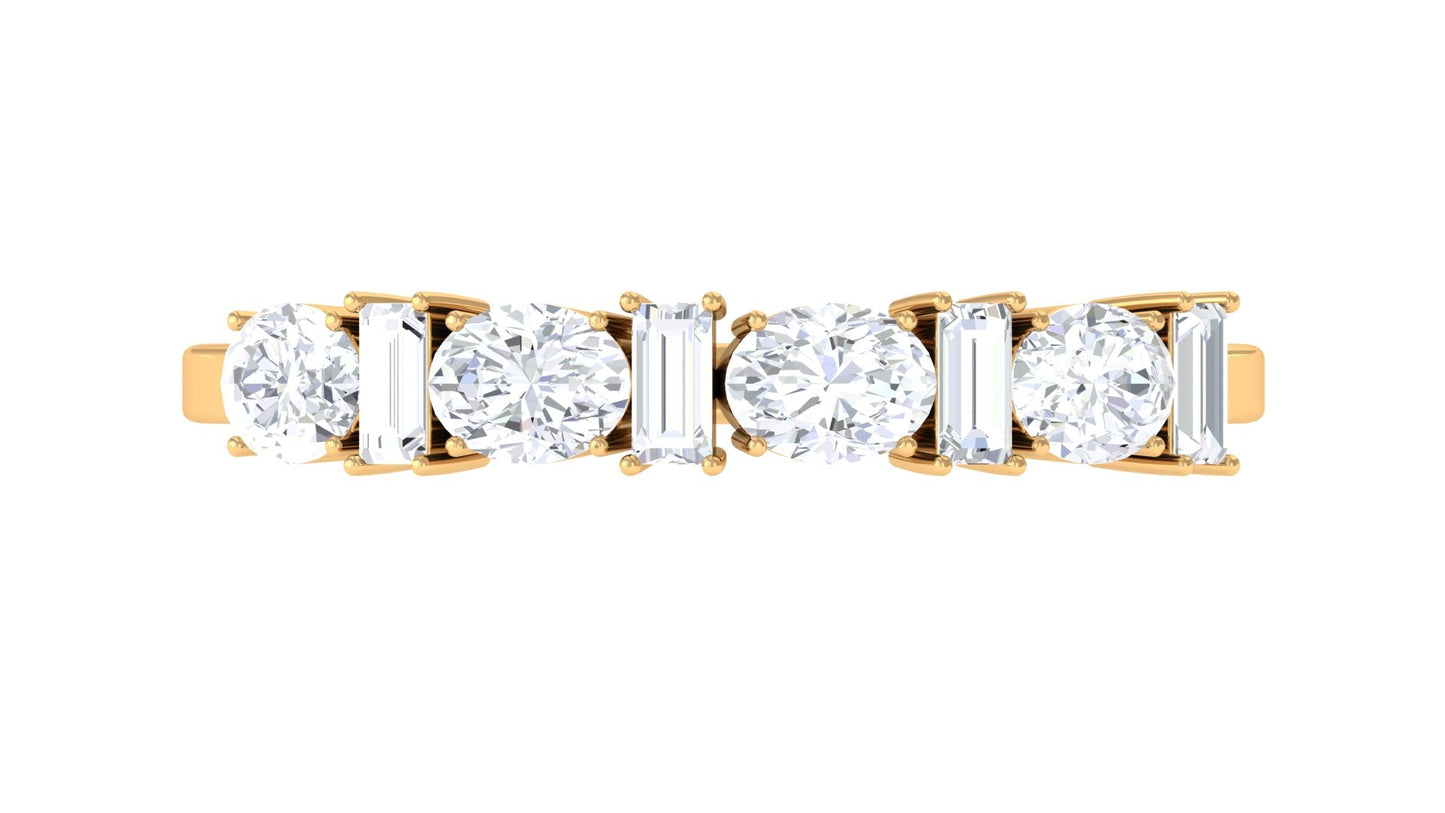 Oval and Baguette Cut Zircon Wedding Half Eternity Ring