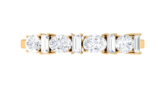 Oval and Baguette Cut Zircon Wedding Half Eternity Ring