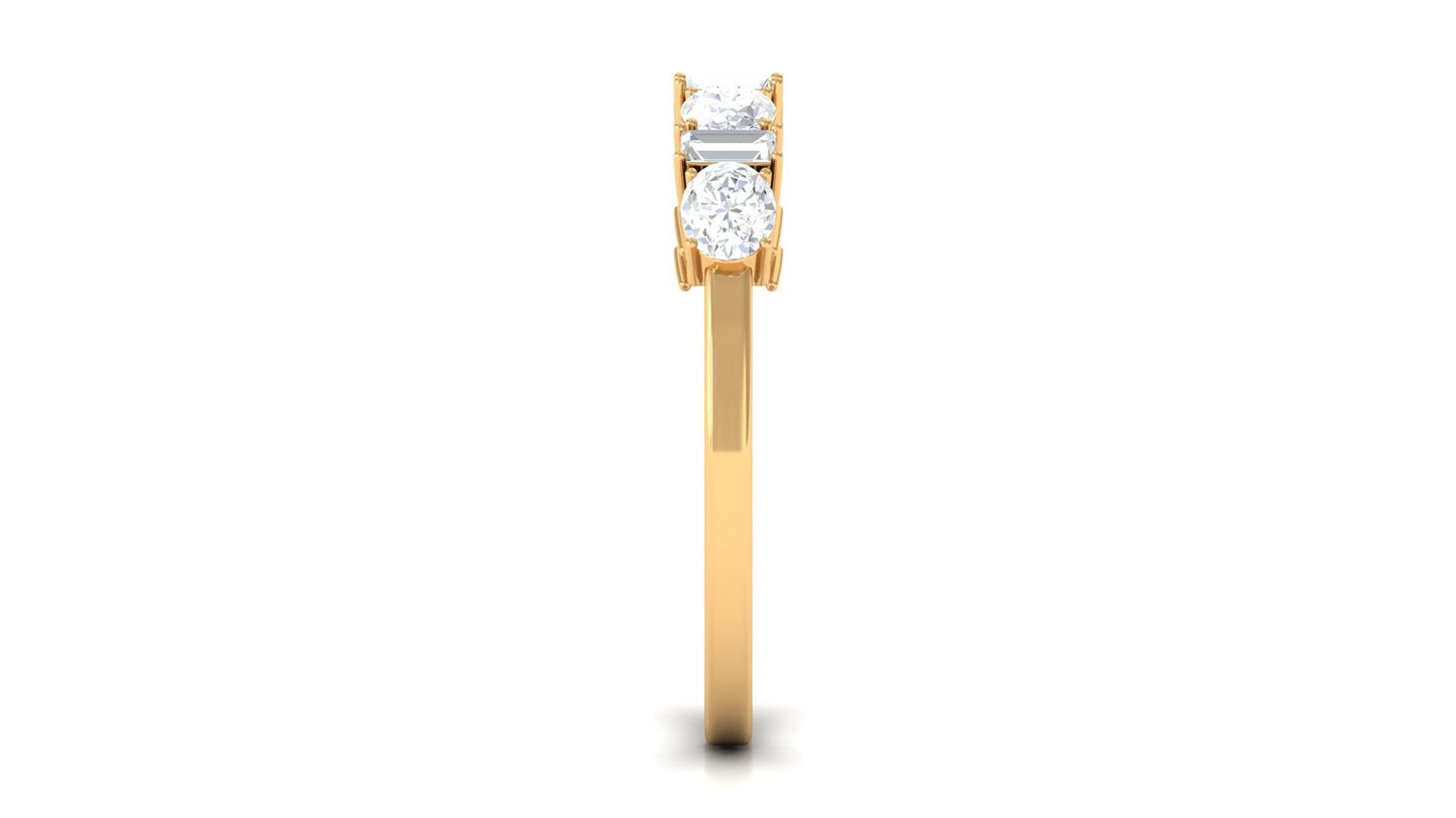 Oval and Baguette Cut Zircon Wedding Half Eternity Ring