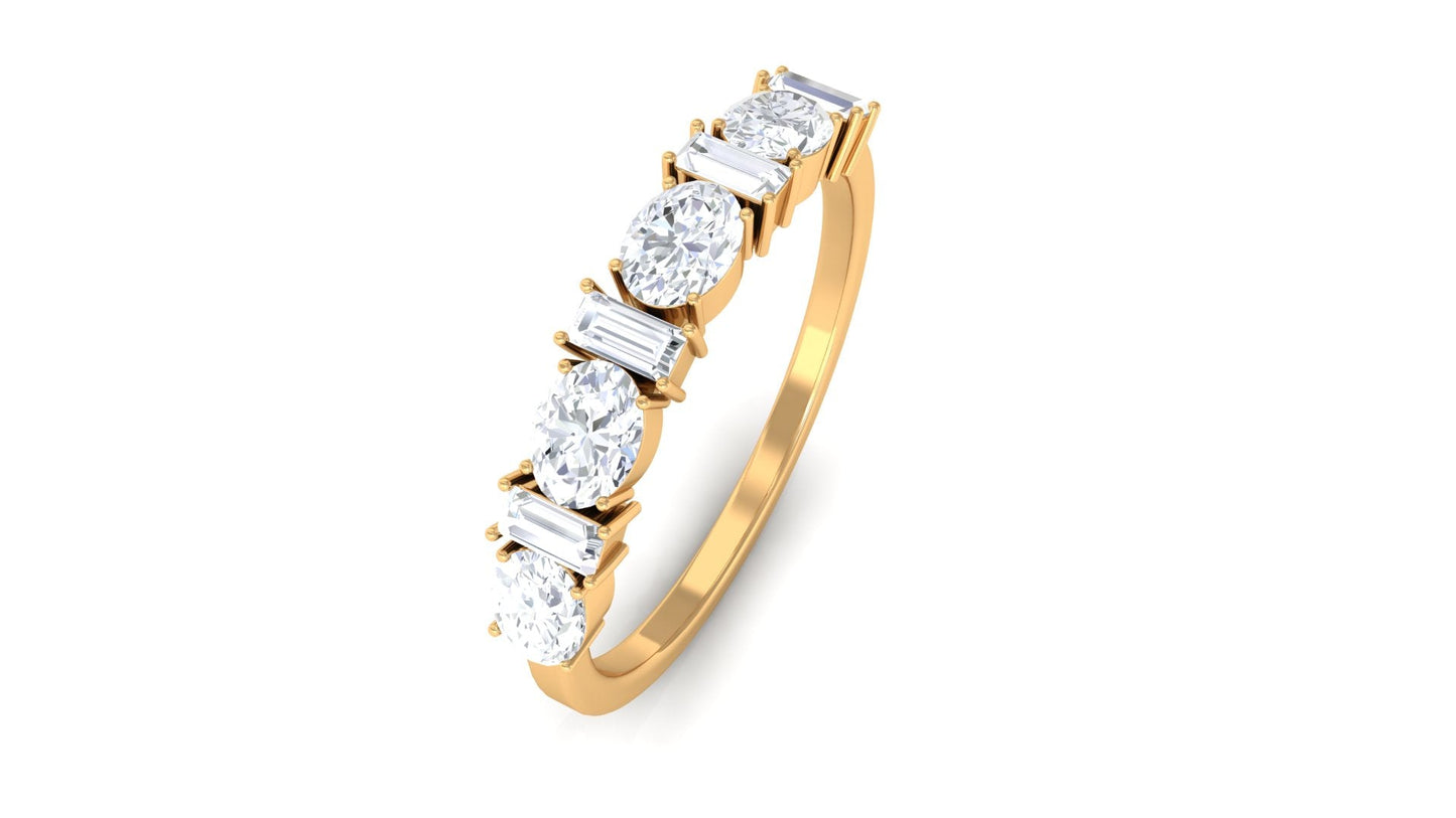 Oval and Baguette Cut Zircon Wedding Half Eternity Ring