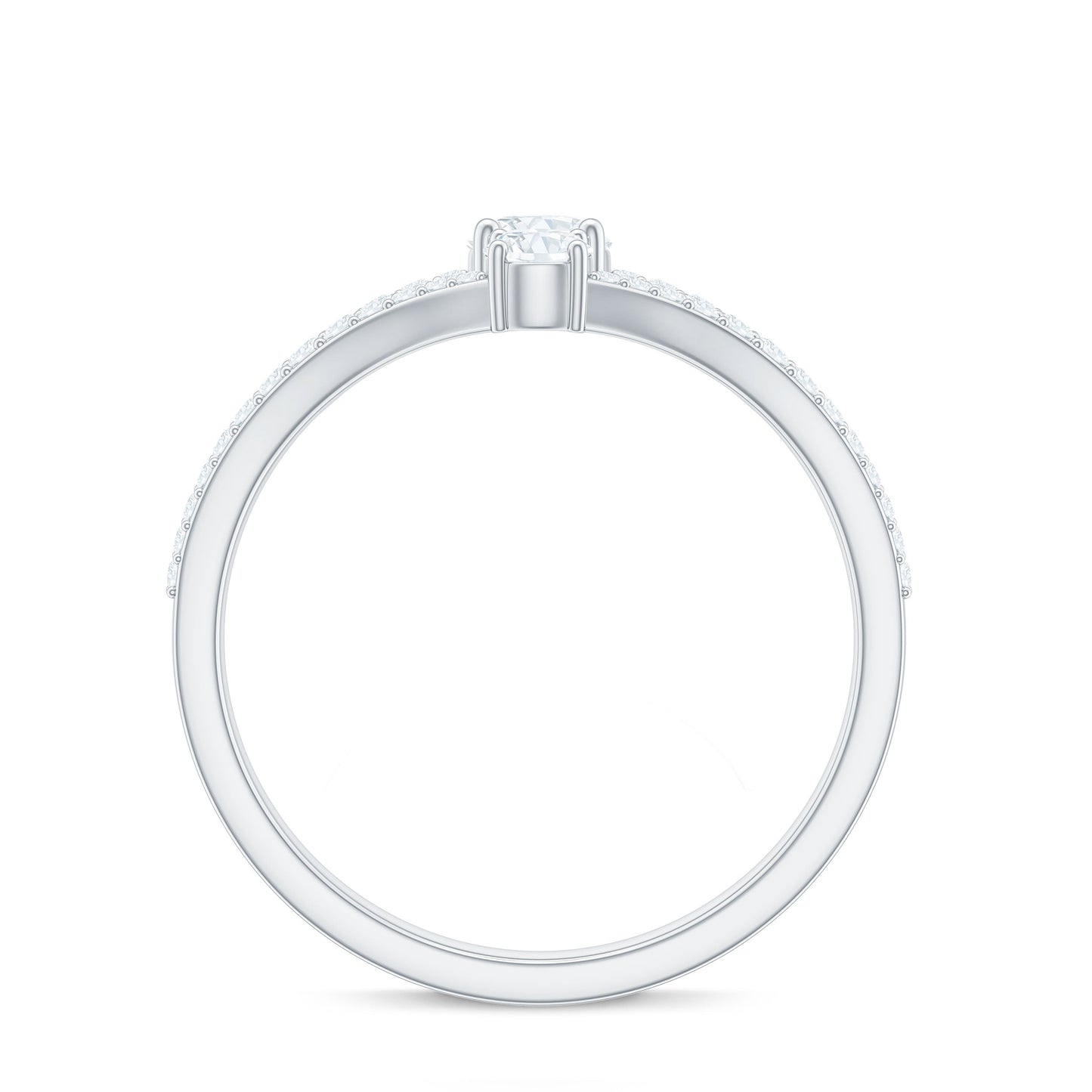 3/4 CT Zircon Two Stone Engagement Ring with Split Shank