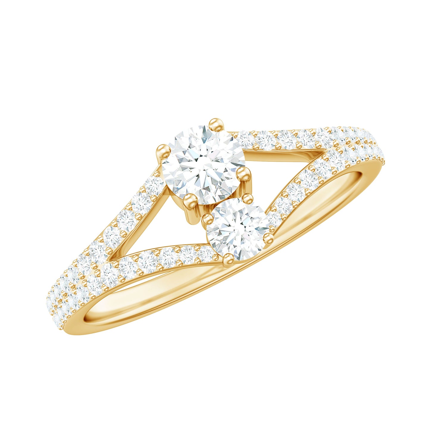 3/4 CT Zircon Two Stone Engagement Ring with Split Shank