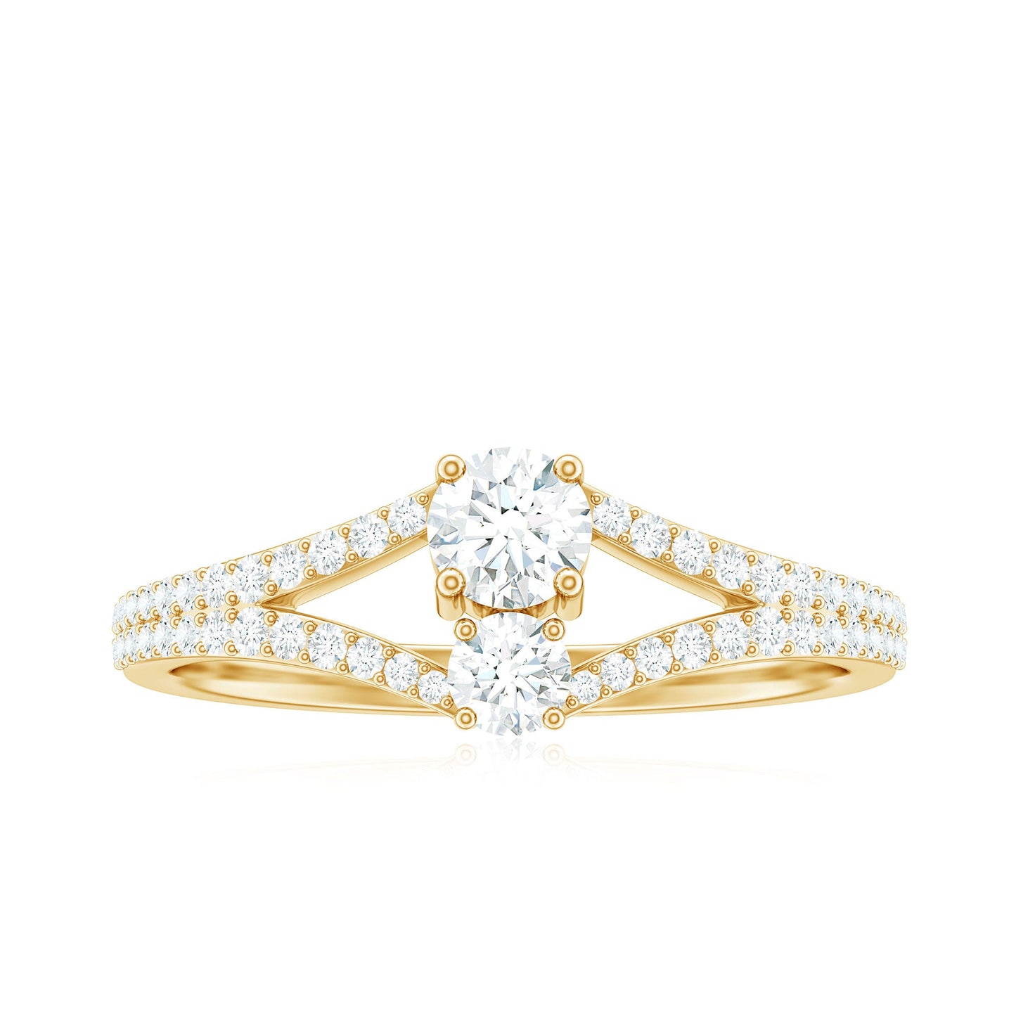 3/4 CT Zircon Two Stone Engagement Ring with Split Shank