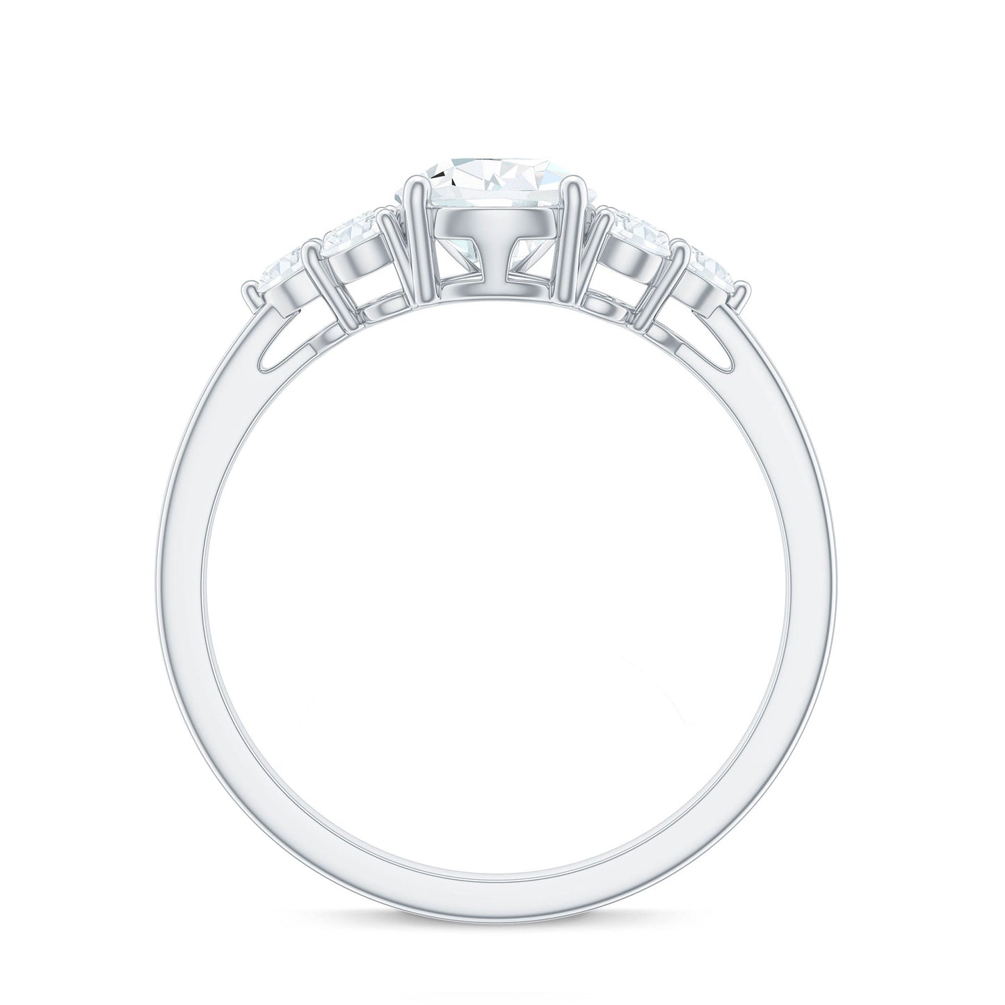 Zircon Teardrop Engagement Ring with Cluster Accent