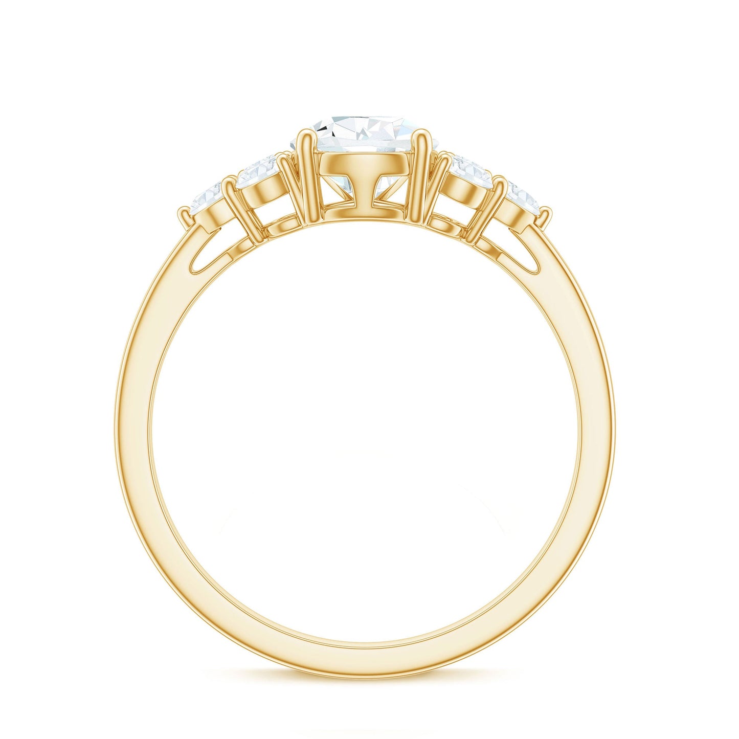 Zircon Teardrop Engagement Ring with Cluster Accent