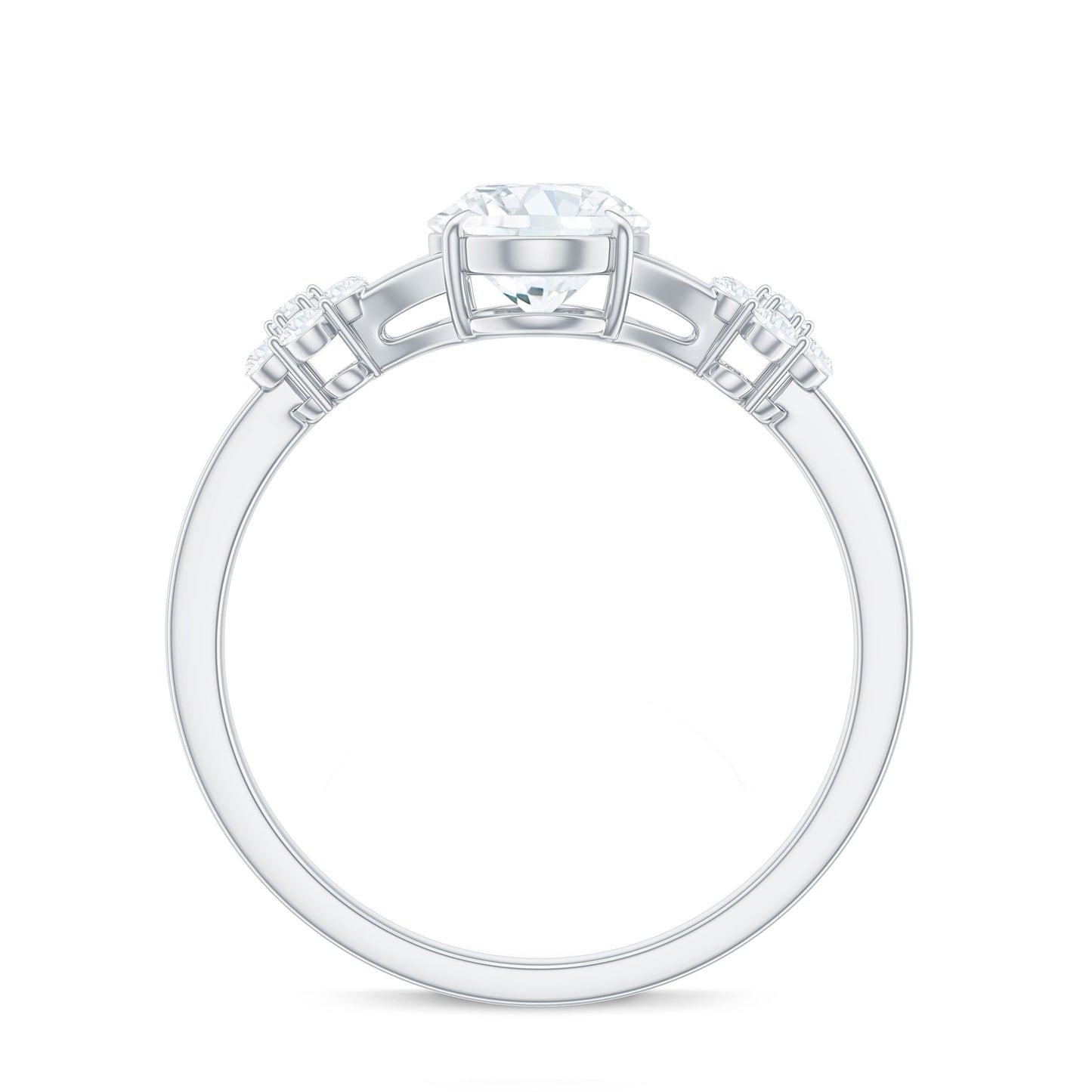 1 Carat Oval Cut Zircon Flower Engagement Ring with Split Shank
