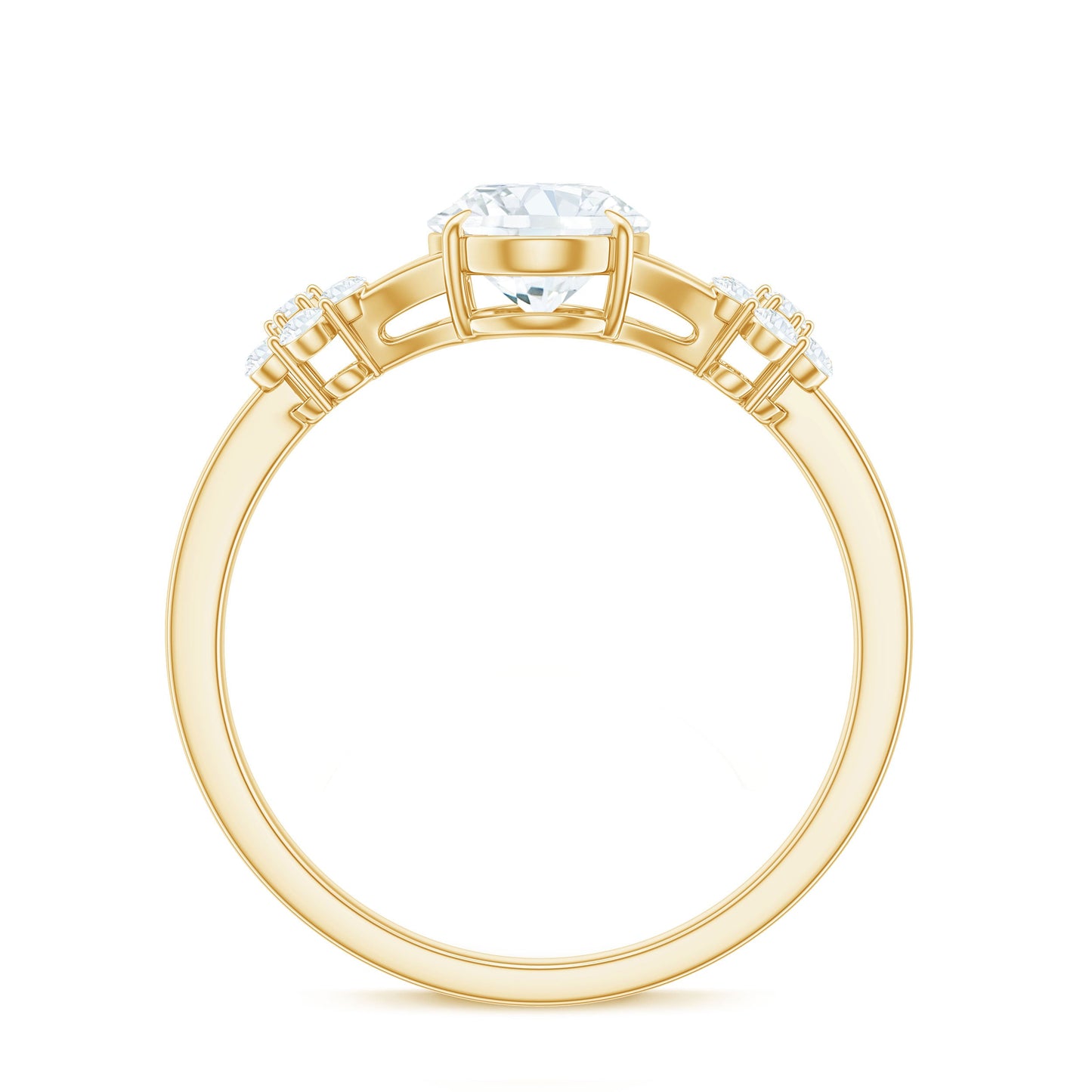 1 Carat Oval Cut Zircon Flower Engagement Ring with Split Shank