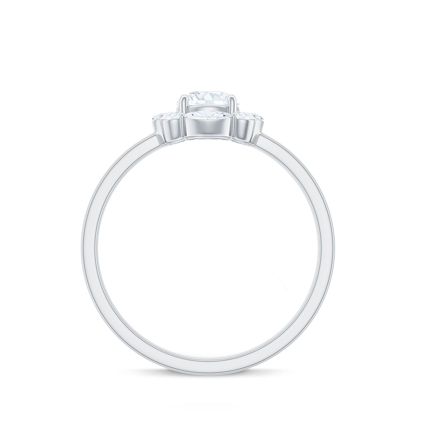 1.25 CT Round and Marquise Zircon Minimal Engagement Ring in Prong Setting