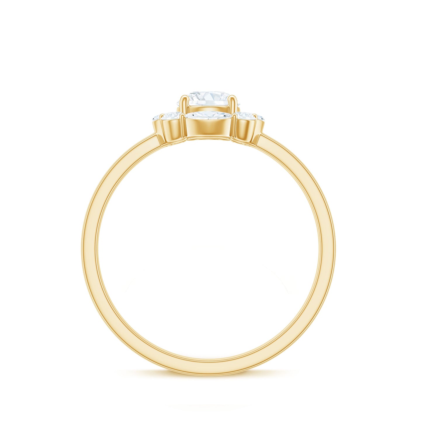1.25 CT Round and Marquise Zircon Minimal Engagement Ring in Prong Setting