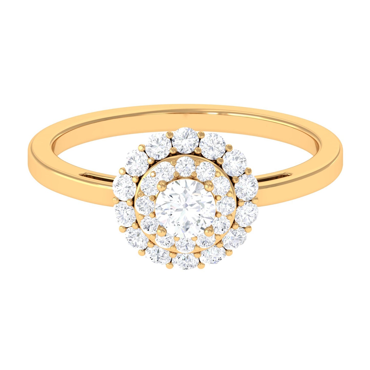 1.25 CT Certified Zircon Vintage Inspired Double Halo Ring