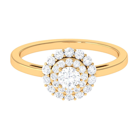 1.25 CT Certified Zircon Vintage Inspired Double Halo Ring