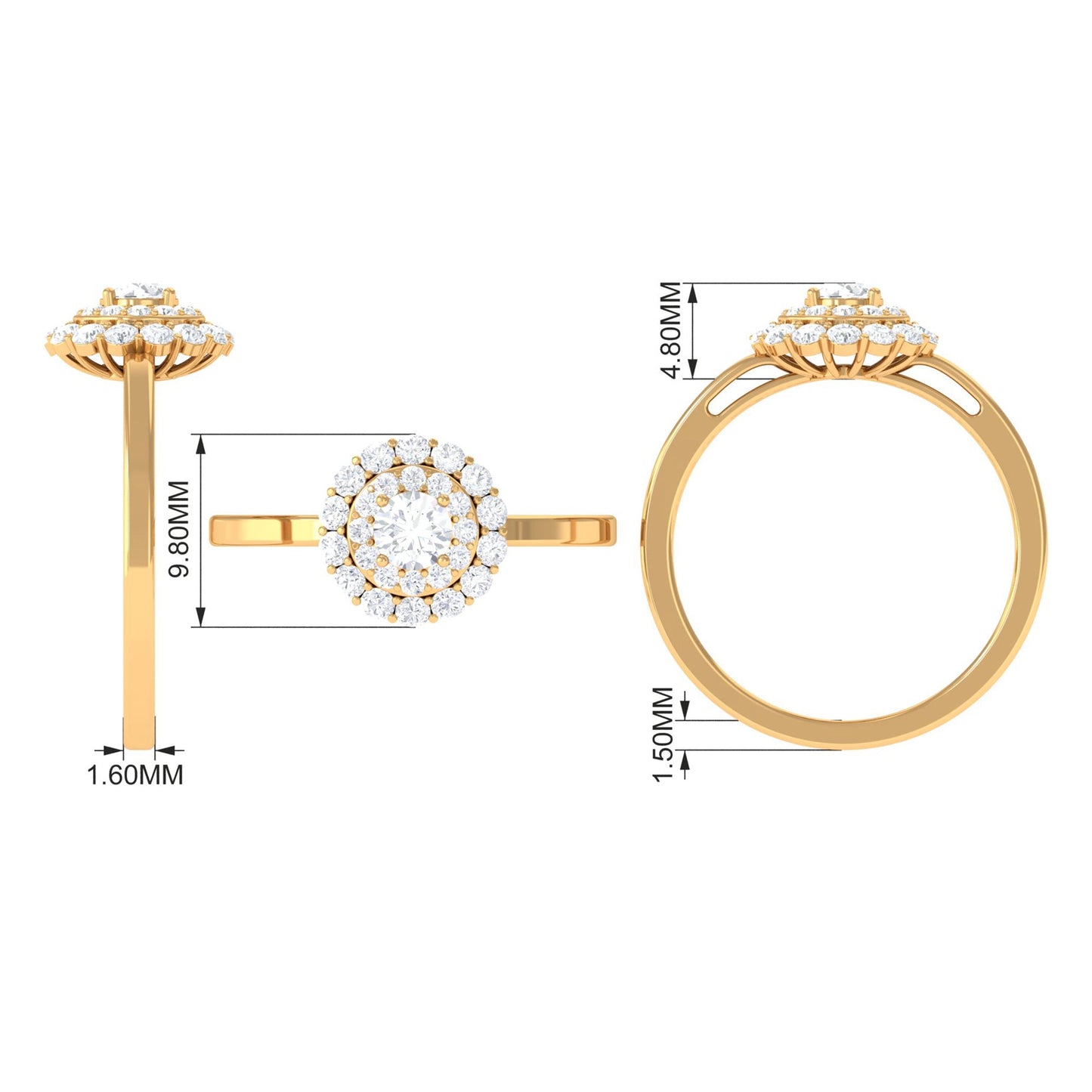 1.25 CT Certified Zircon Vintage Inspired Double Halo Ring