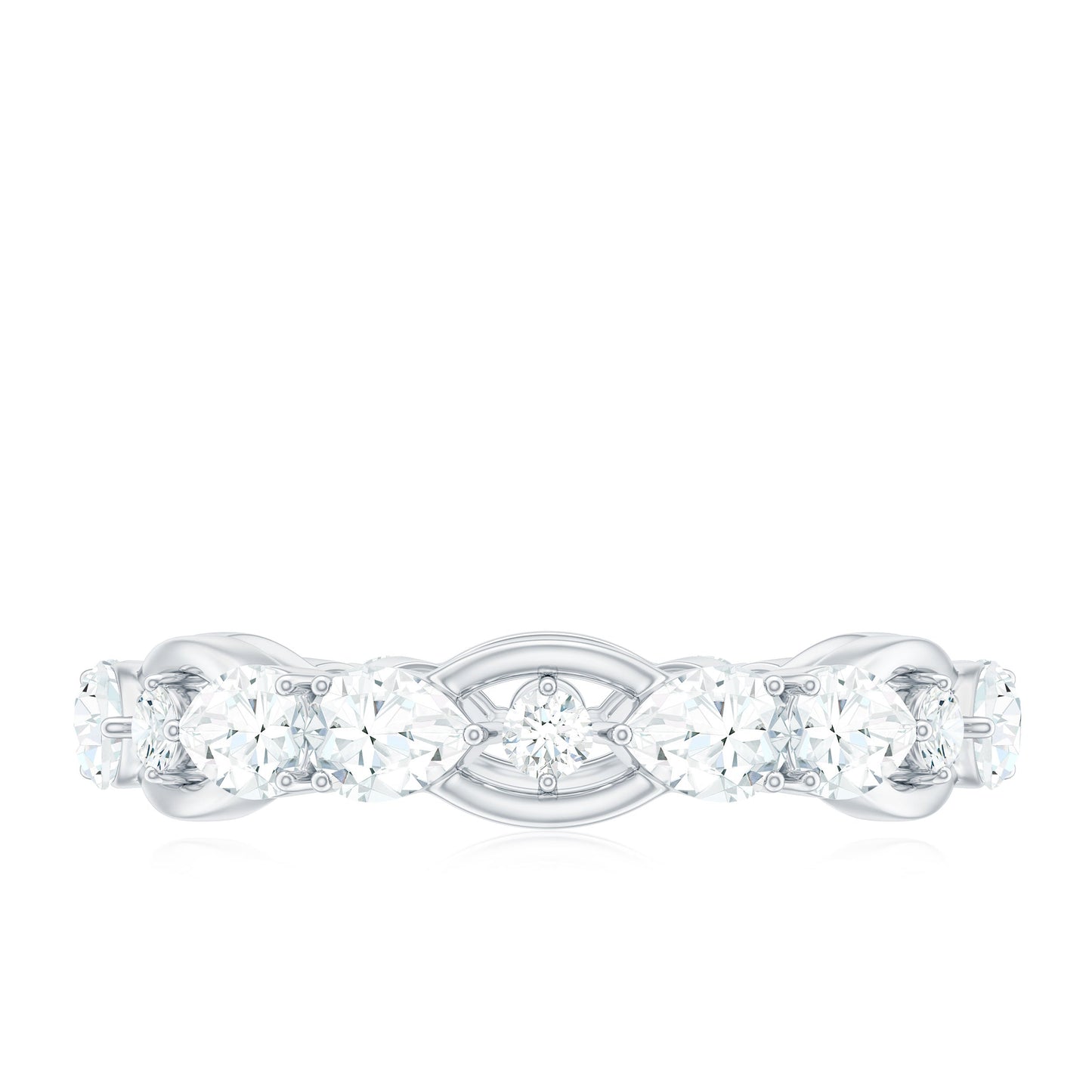 Round and Pear Cut Cubic Zirconia Wedding Band for Women