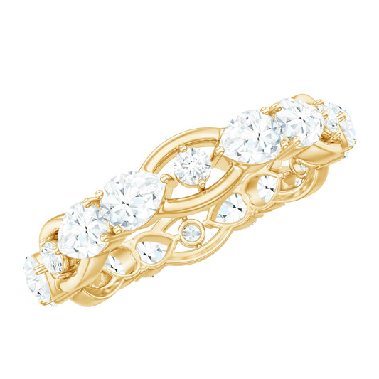 Round and Pear Cut Cubic Zirconia Wedding Band for Women