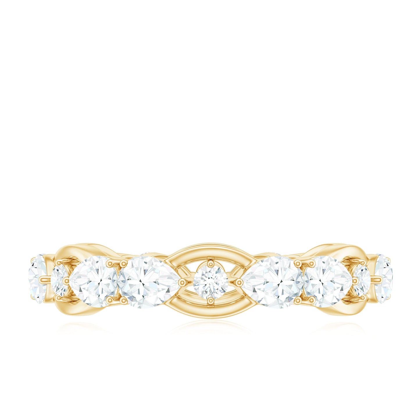 Round and Pear Cut Cubic Zirconia Wedding Band for Women