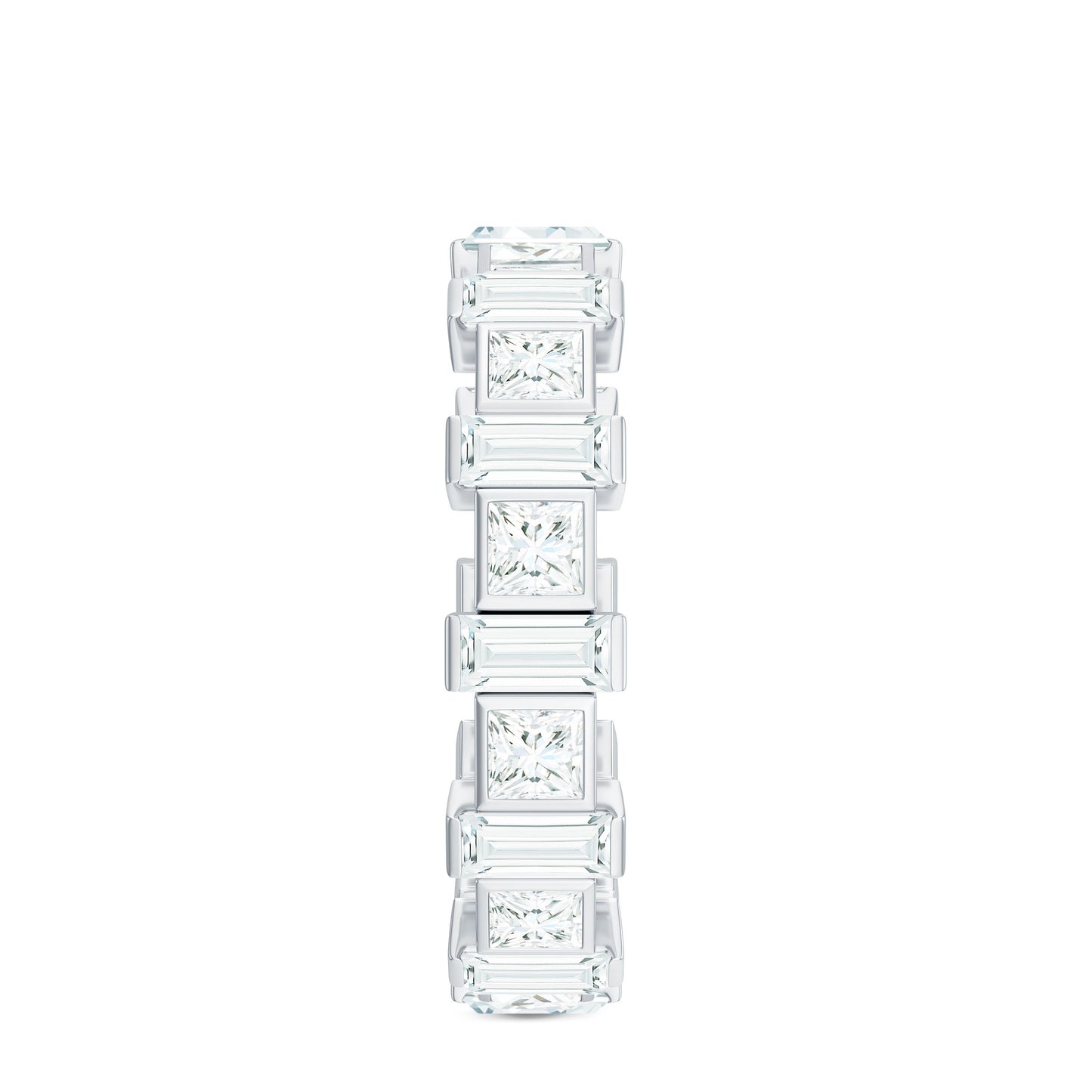 Princess and Baguette Cut Zircon Alternate Eternity Ring