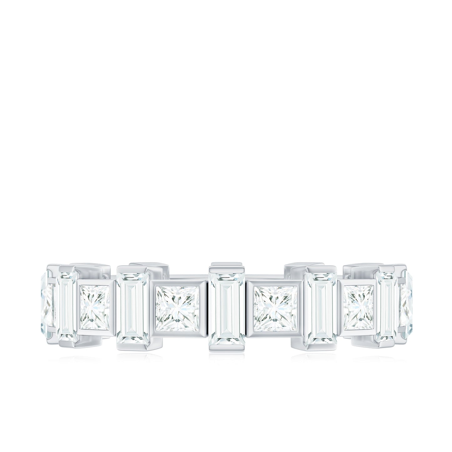 Princess and Baguette Cut Zircon Alternate Eternity Ring