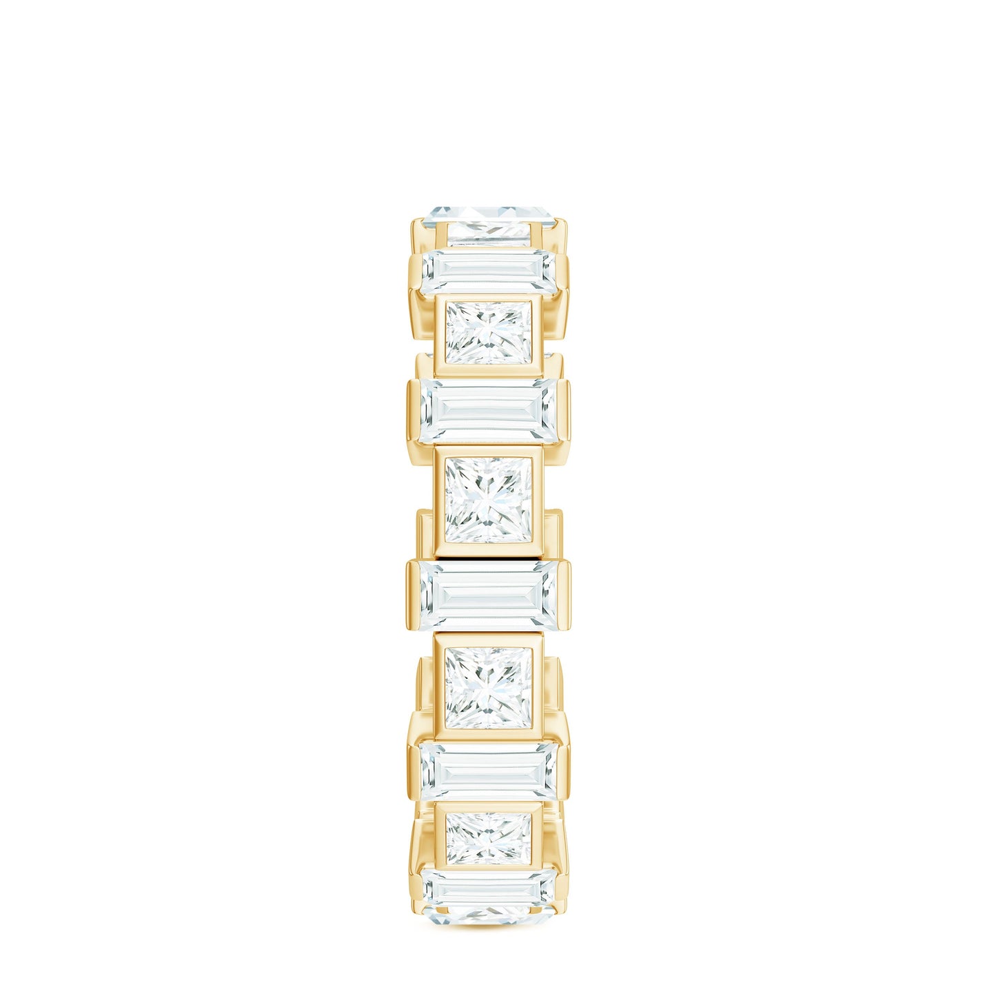 Princess and Baguette Cut Zircon Alternate Eternity Ring