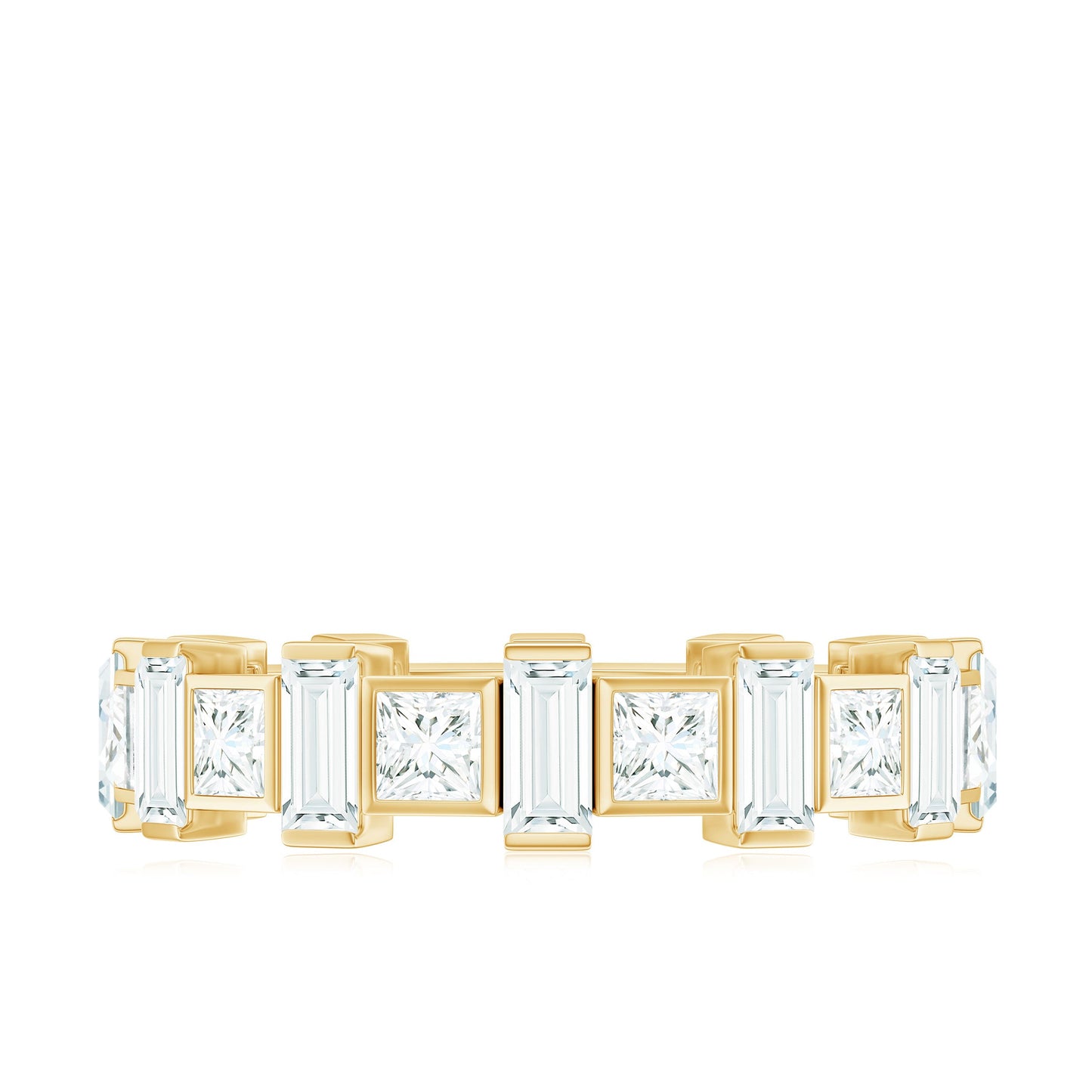 Princess and Baguette Cut Zircon Alternate Eternity Ring