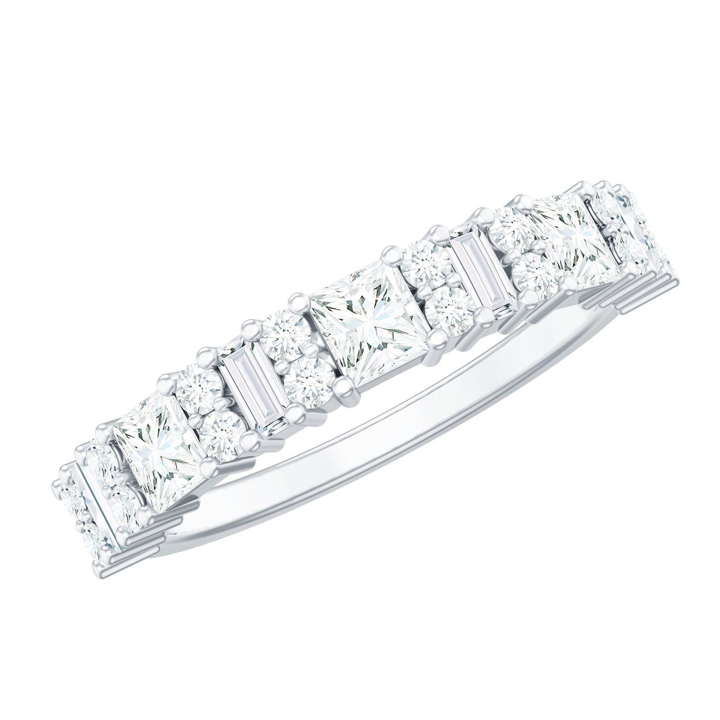 Certified Moissanite Half Eternity Wedding Band for Women