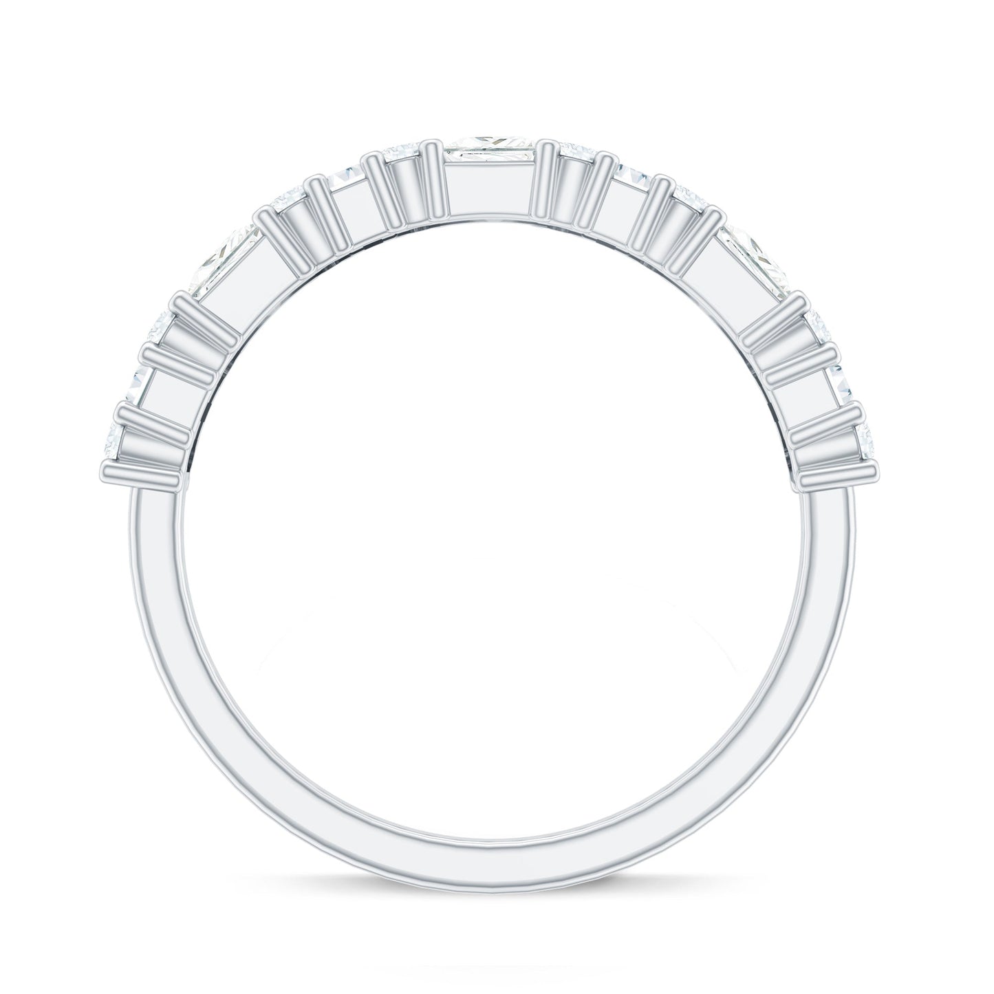 Certified Moissanite Half Eternity Wedding Band for Women