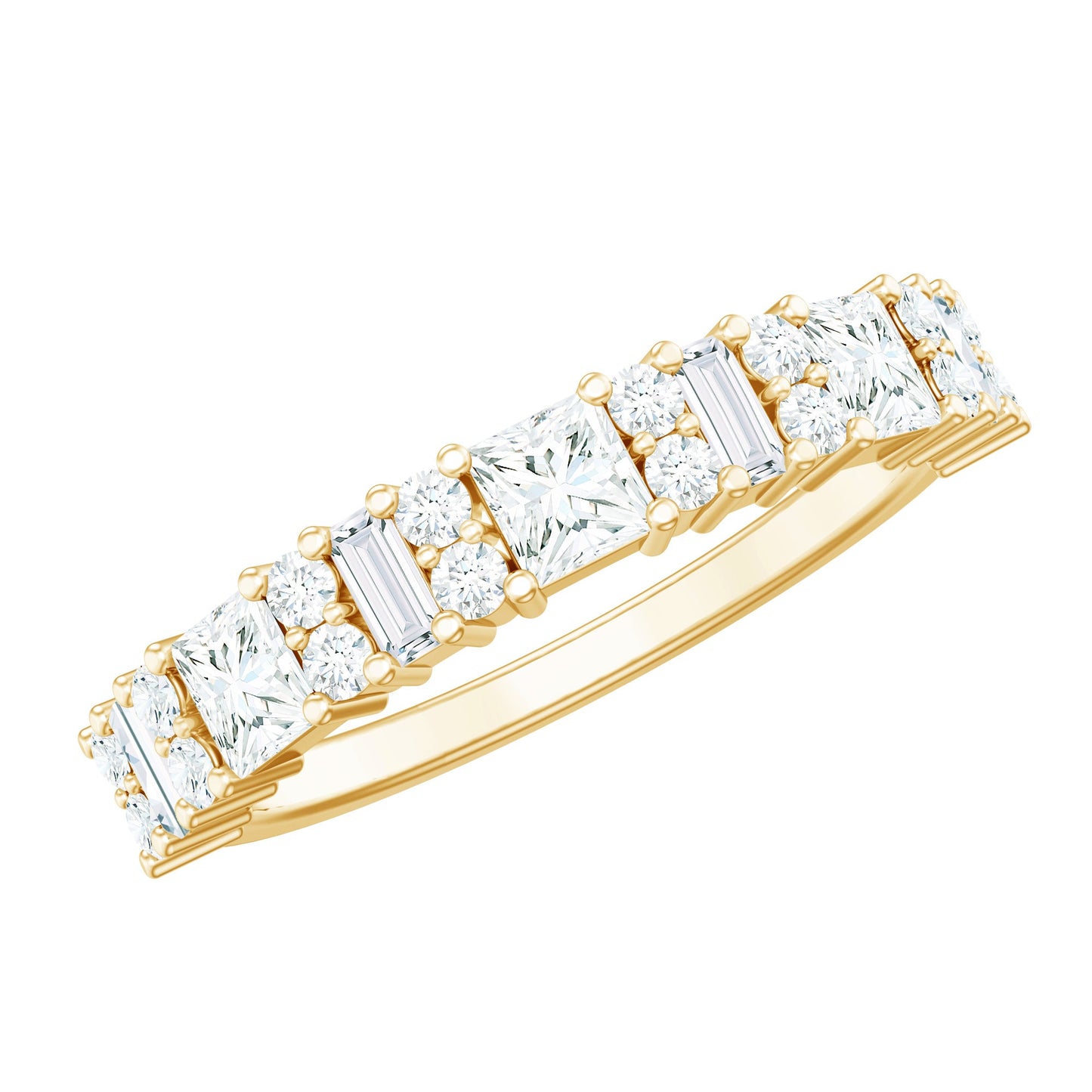 Certified Moissanite Half Eternity Wedding Band for Women