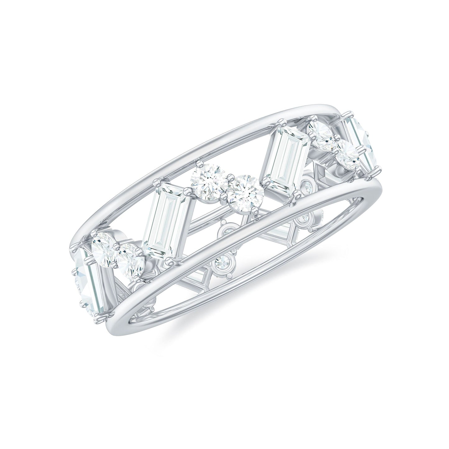 Certified Moissanite Zig Zag Eternity Band for Women
