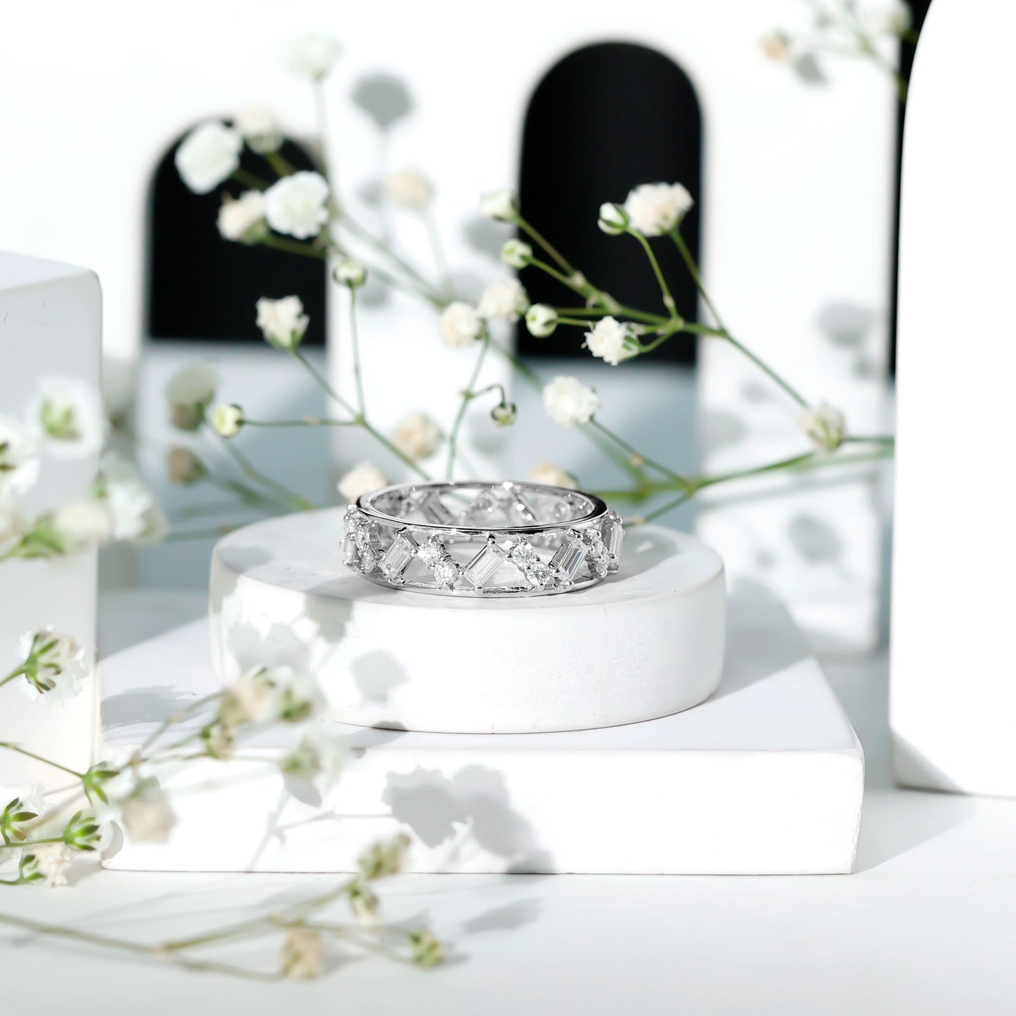 Certified Moissanite Zig Zag Eternity Band for Women