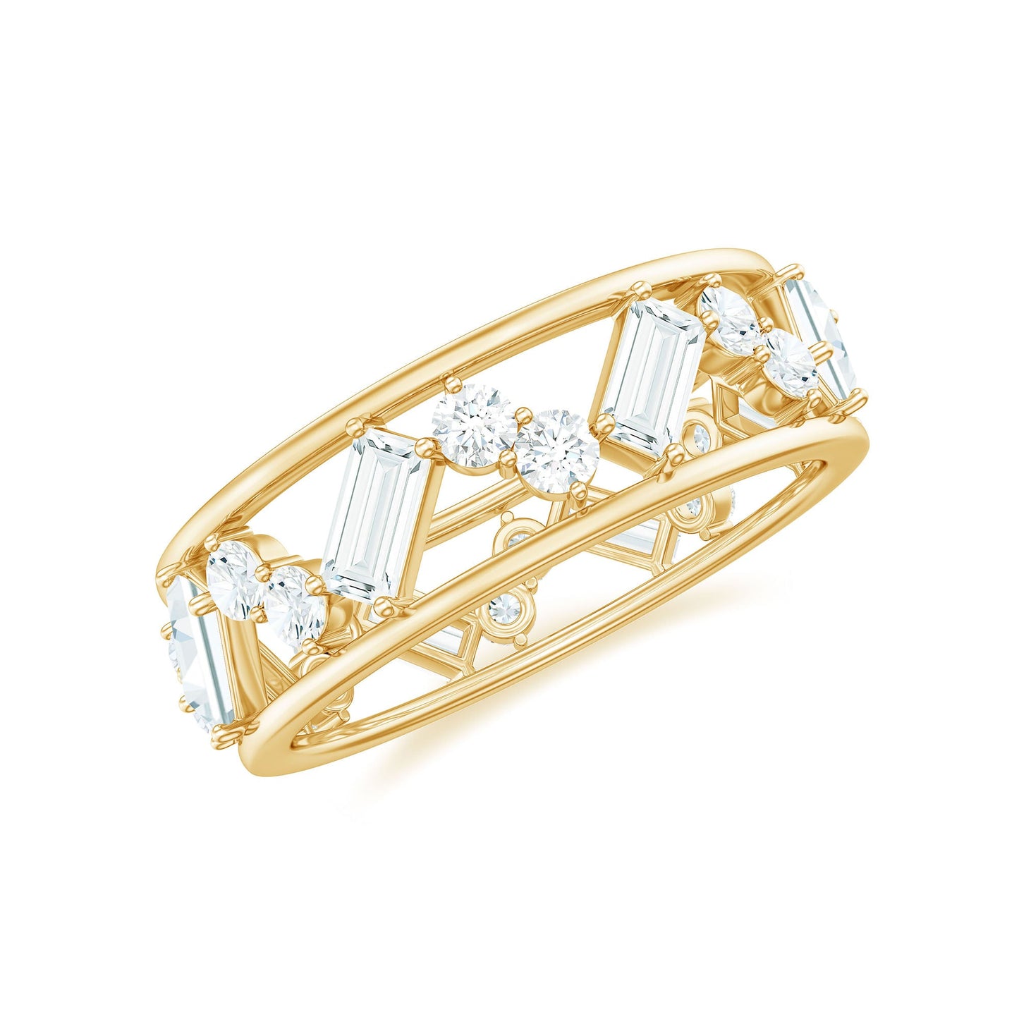 Certified Moissanite Zig Zag Eternity Band for Women