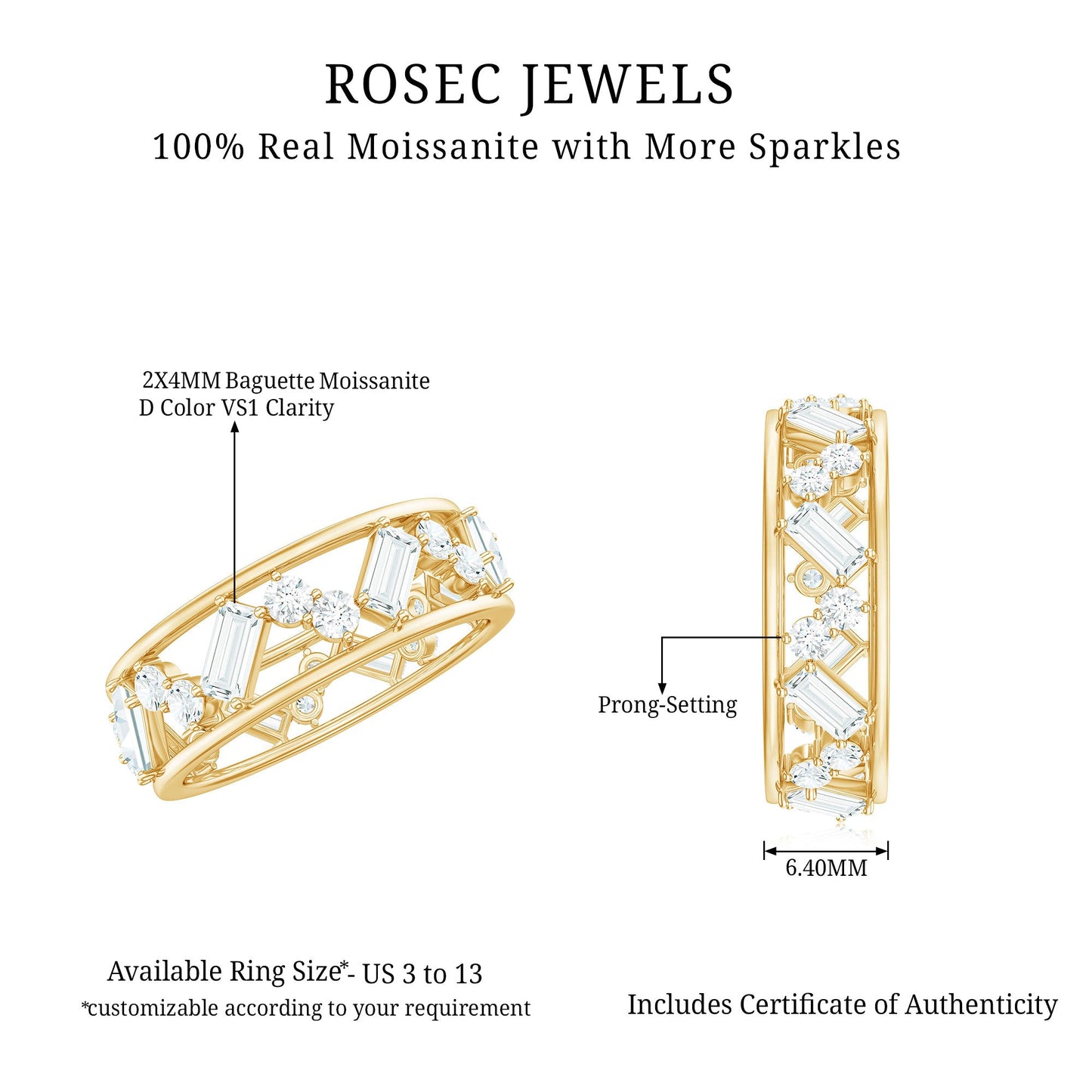 Certified Moissanite Zig Zag Eternity Band for Women