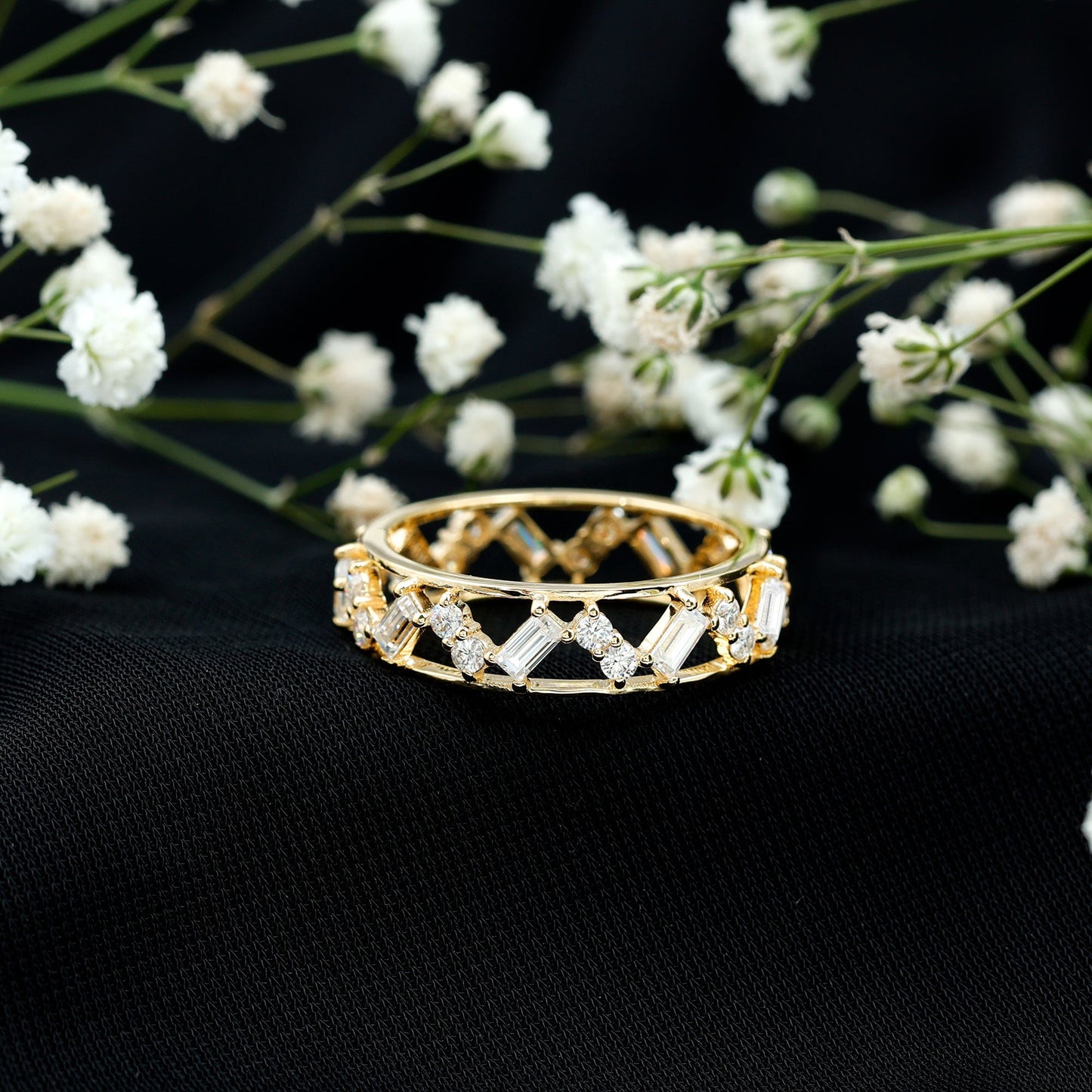 Certified Moissanite Zig Zag Eternity Band for Women