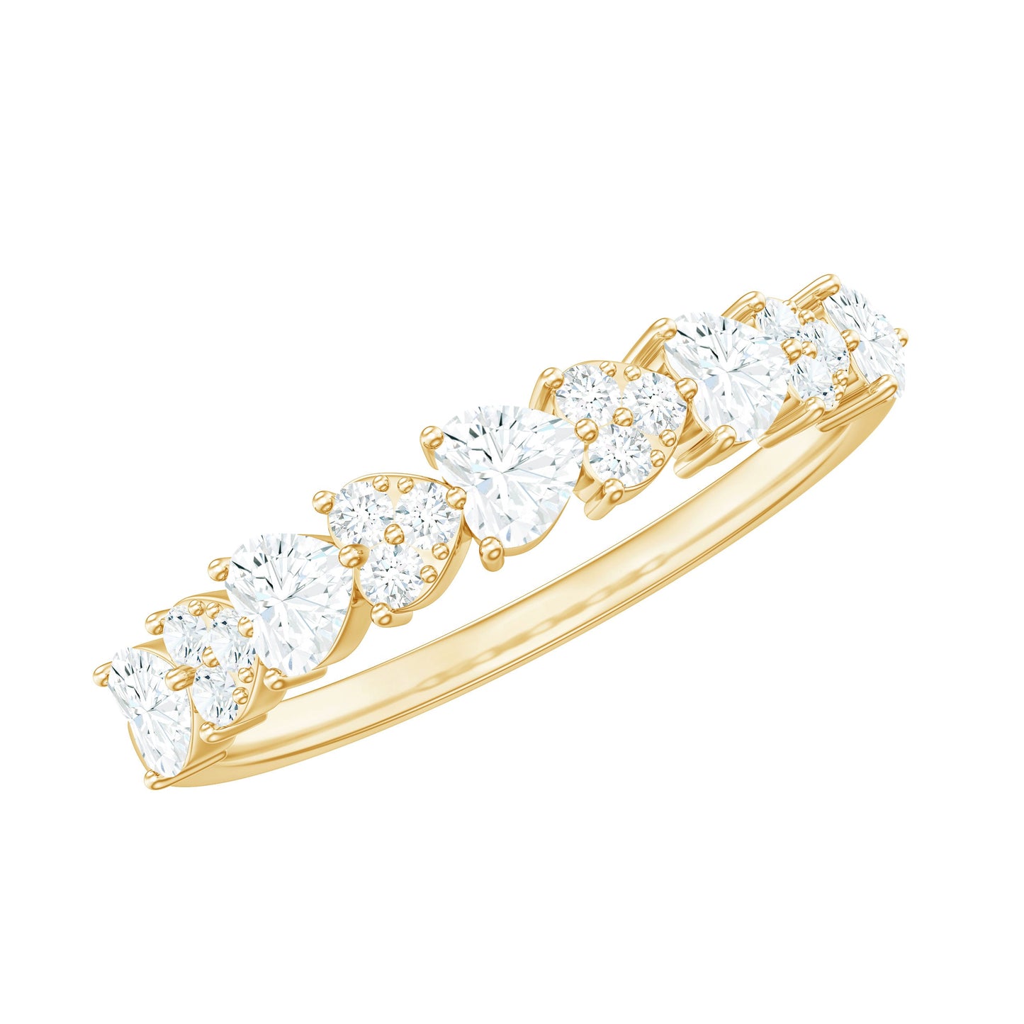 Simulated Diamond Heart Shape Half Eternity Ring