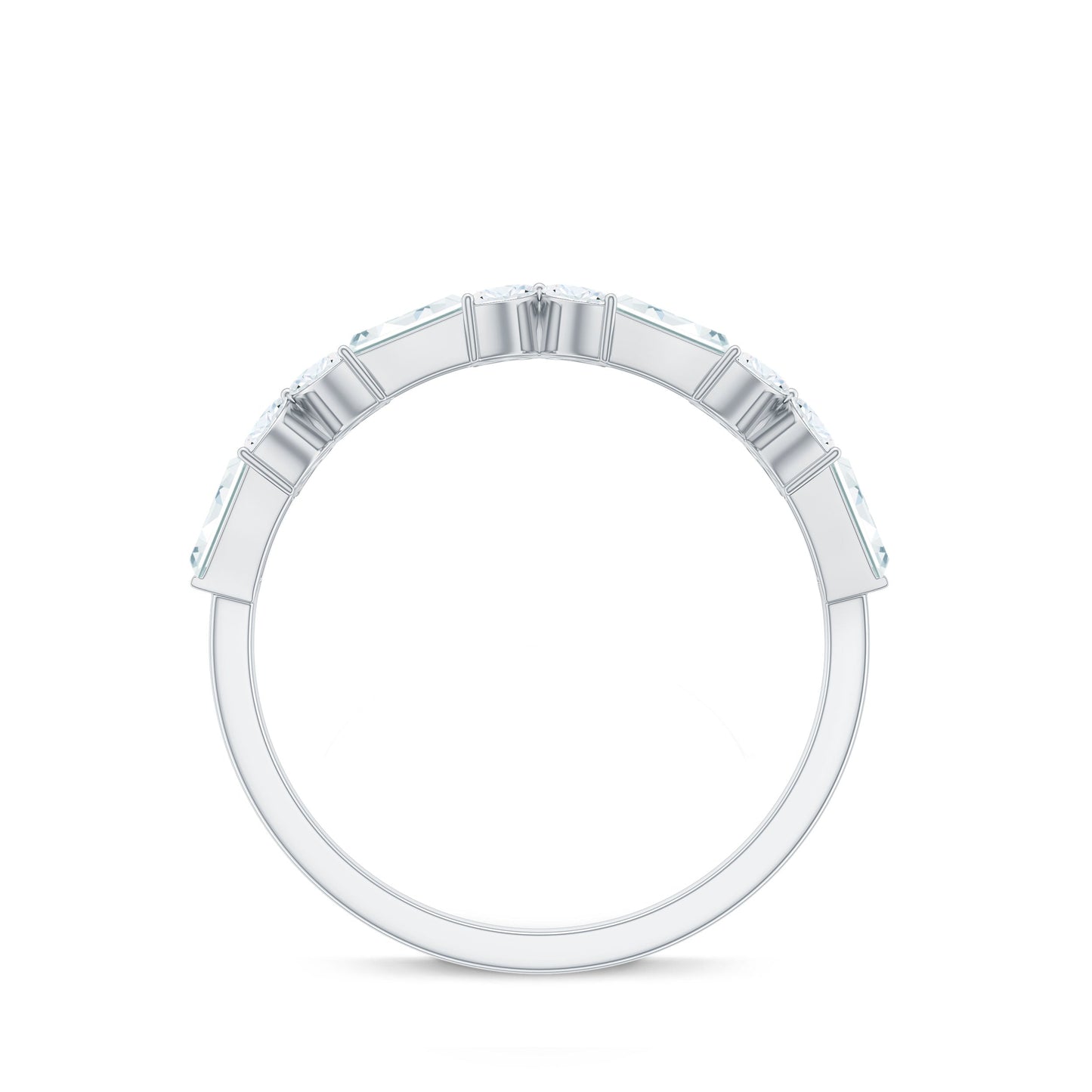 Marquise and Baguette Cut Simulated Diamond Flower Half Eternity Ring