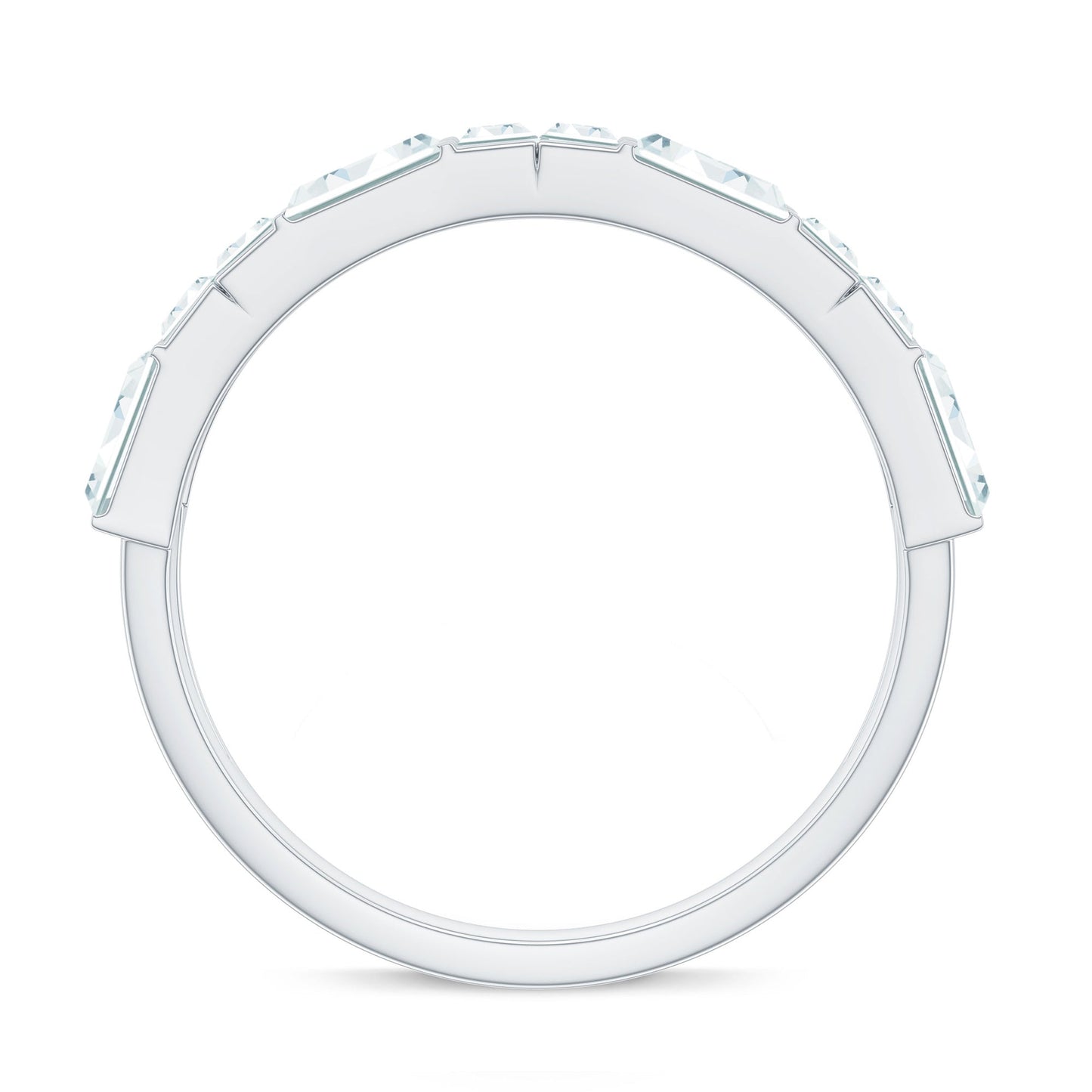 Baguette Cut Zirconia Half Eternity Wedding Band Ring