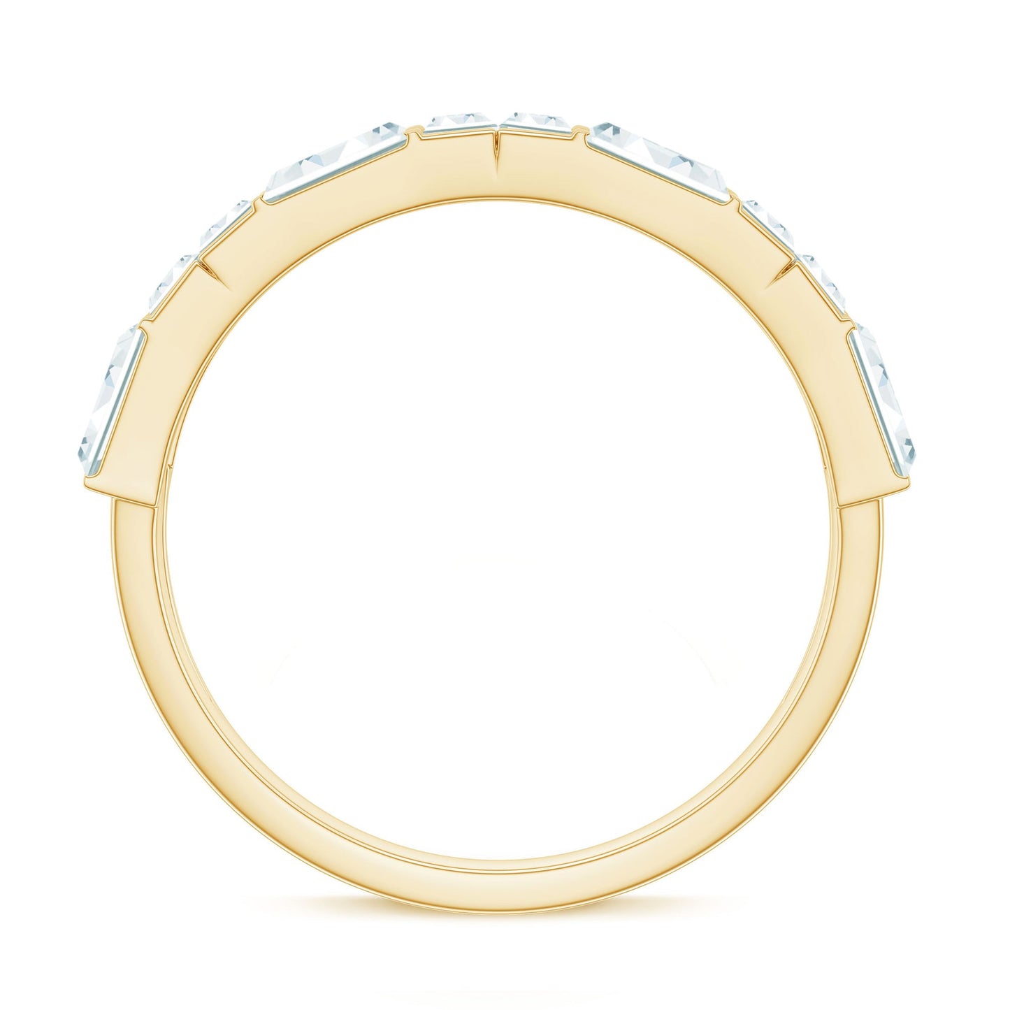 Baguette Cut Zirconia Half Eternity Wedding Band Ring